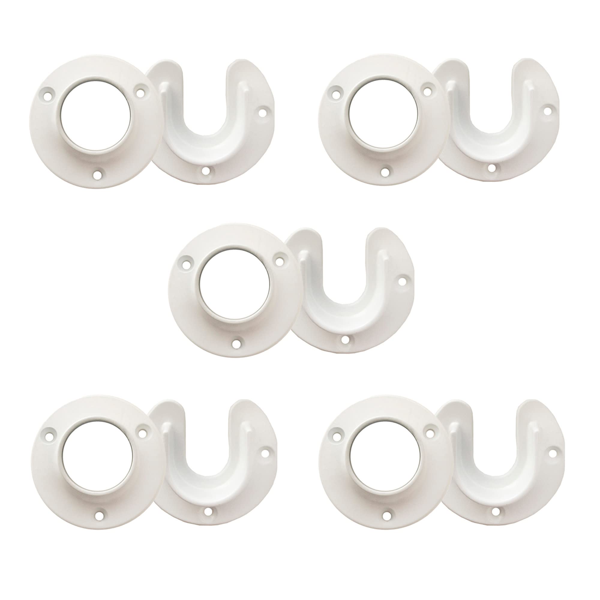 Design House 182717 Closet Pole Socket 1-3/8", 5-Pack, White