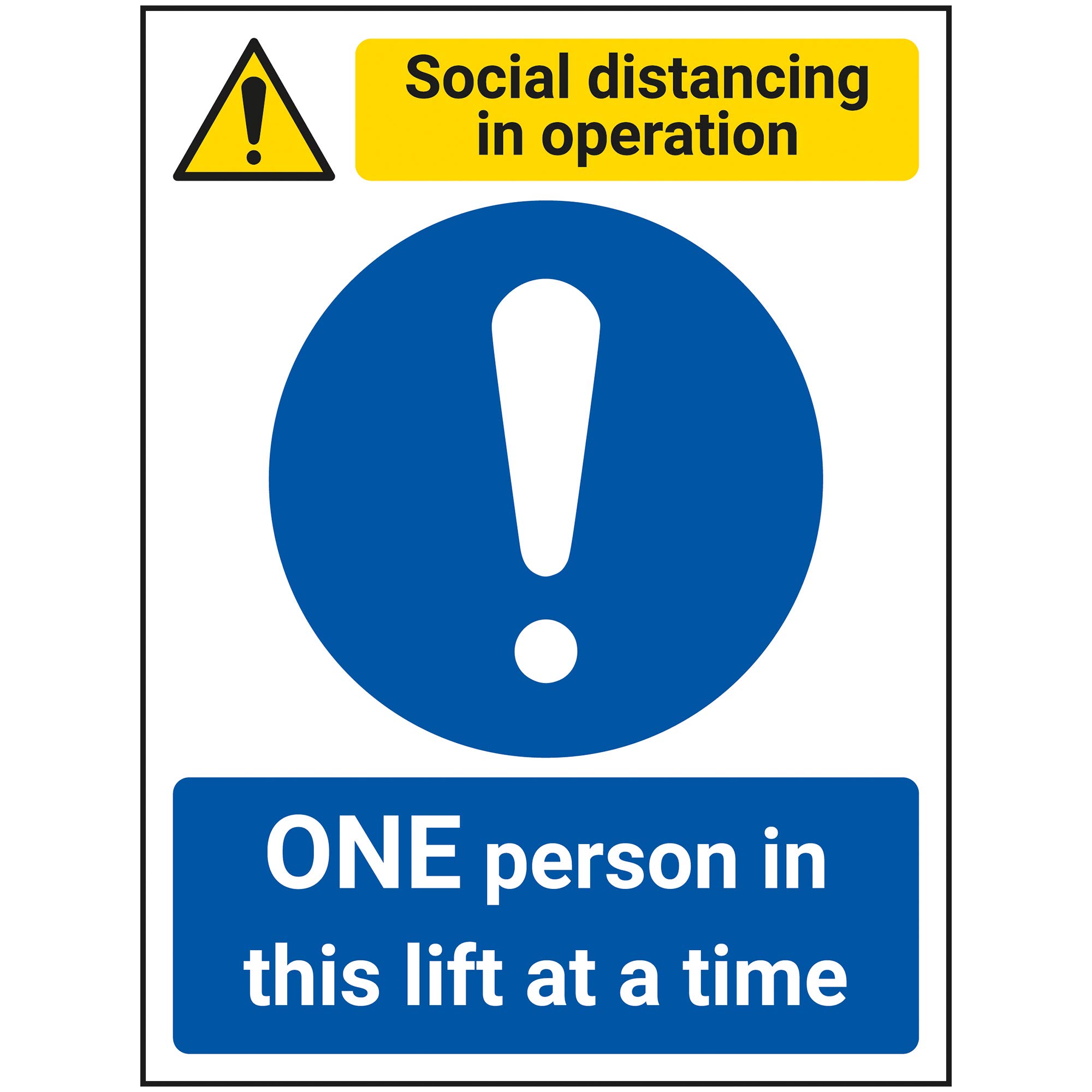 V Safety SD In Operation - One Person In This Lift - 150mm x 200mm - Self Adhesive Vinyl
