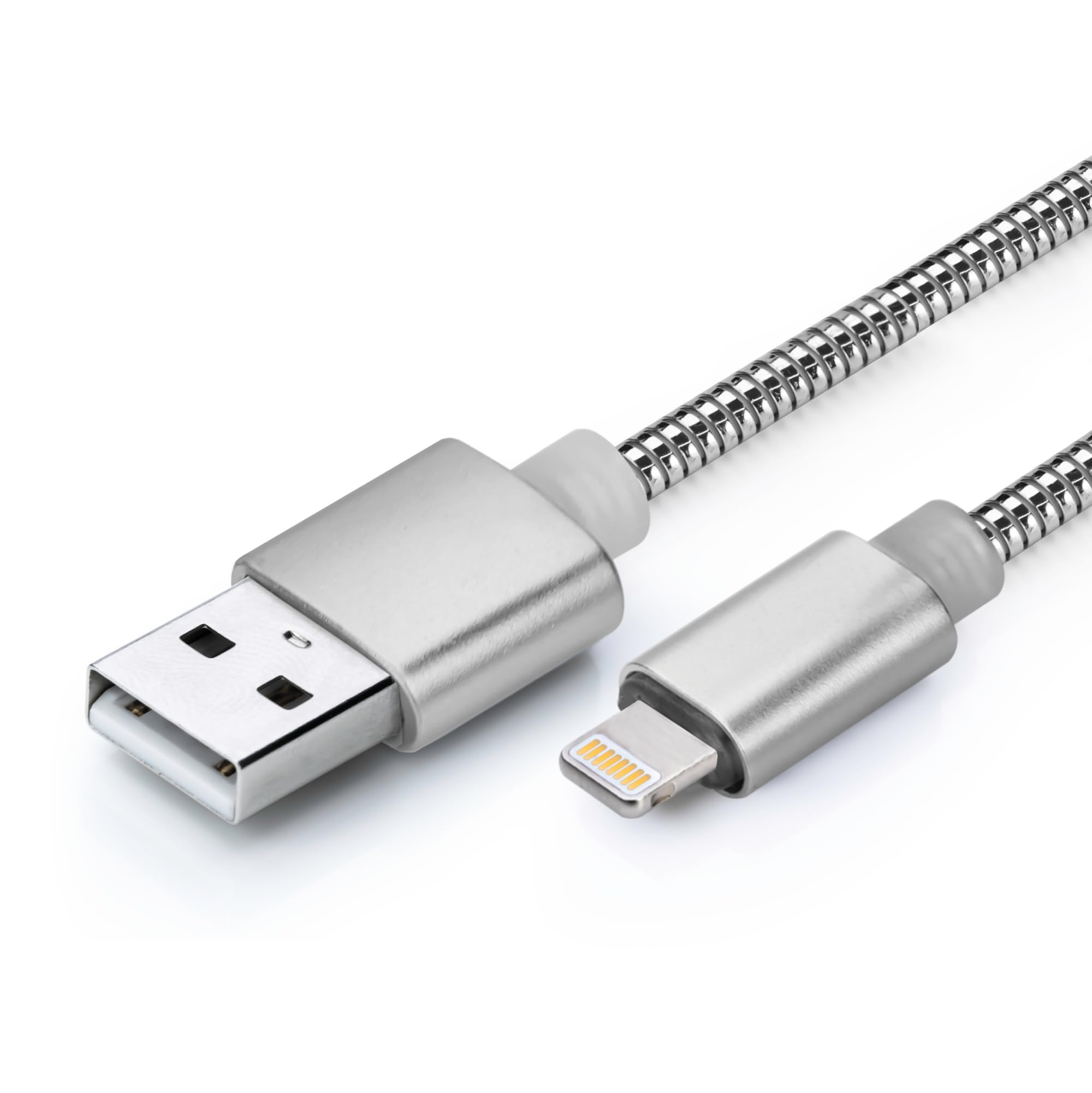 Status USB A to 8-Pin Charge Cable, 1M – Fast Charging & High-Speed Data Sync, Silver Metal, Durable Design (Pack of 1) (AT8P1MMSL10)