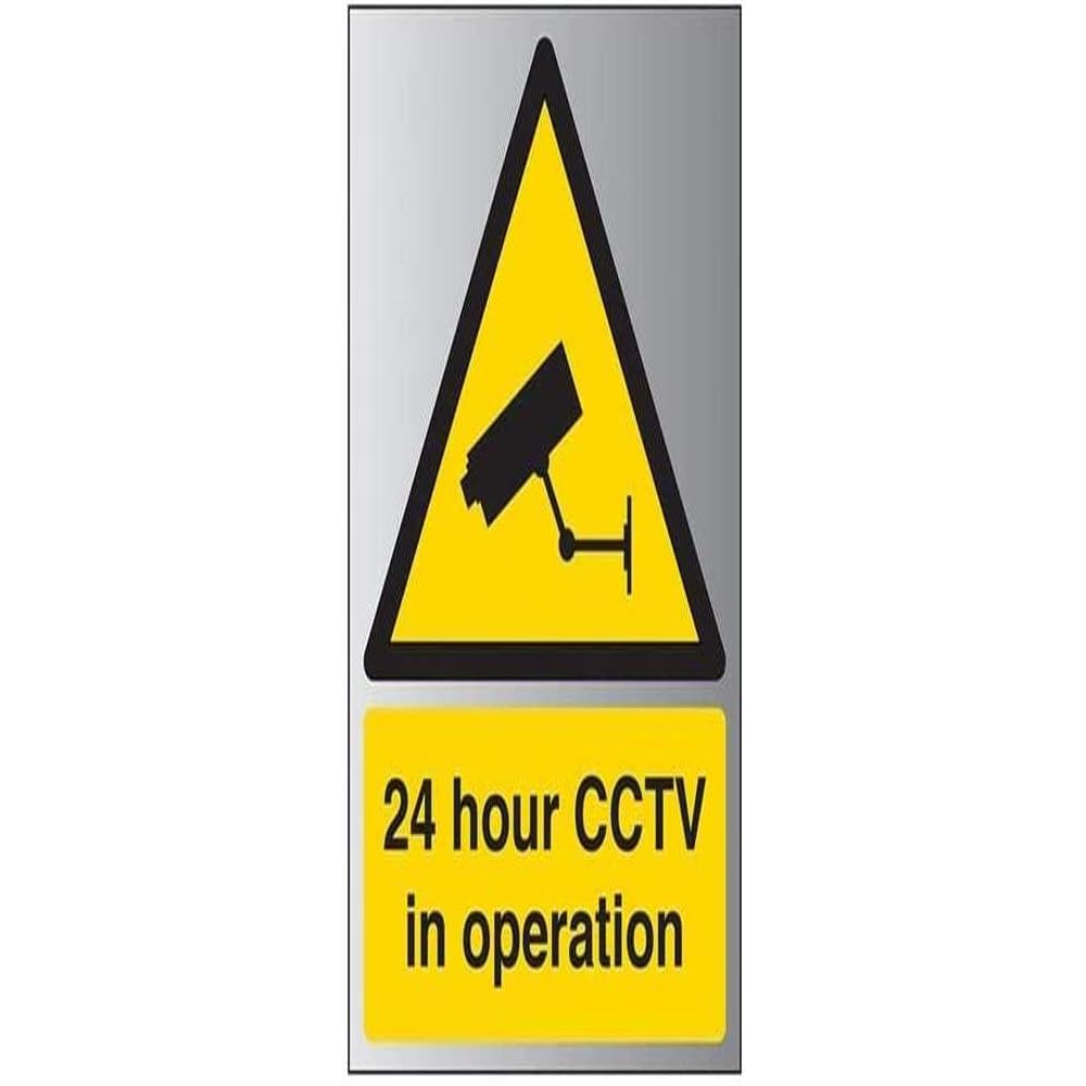 V Safety 24 Hour CCTV In Operation Sign - 150mm x 200mm - Self Adhesive Alu Effect