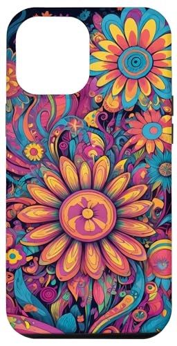 iPhone 15 Plus Hippie Flower Power 60s 70s Psychedelic Groovy Pattern Case