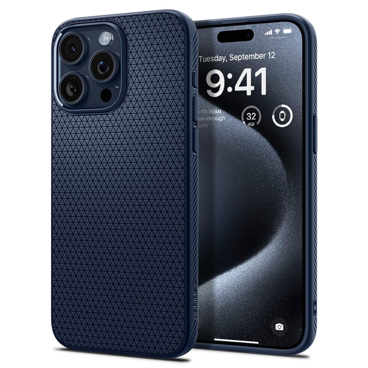 Spigen Liquid Air Case Compatible with iPhone 15 Pro Max - Navy Blue