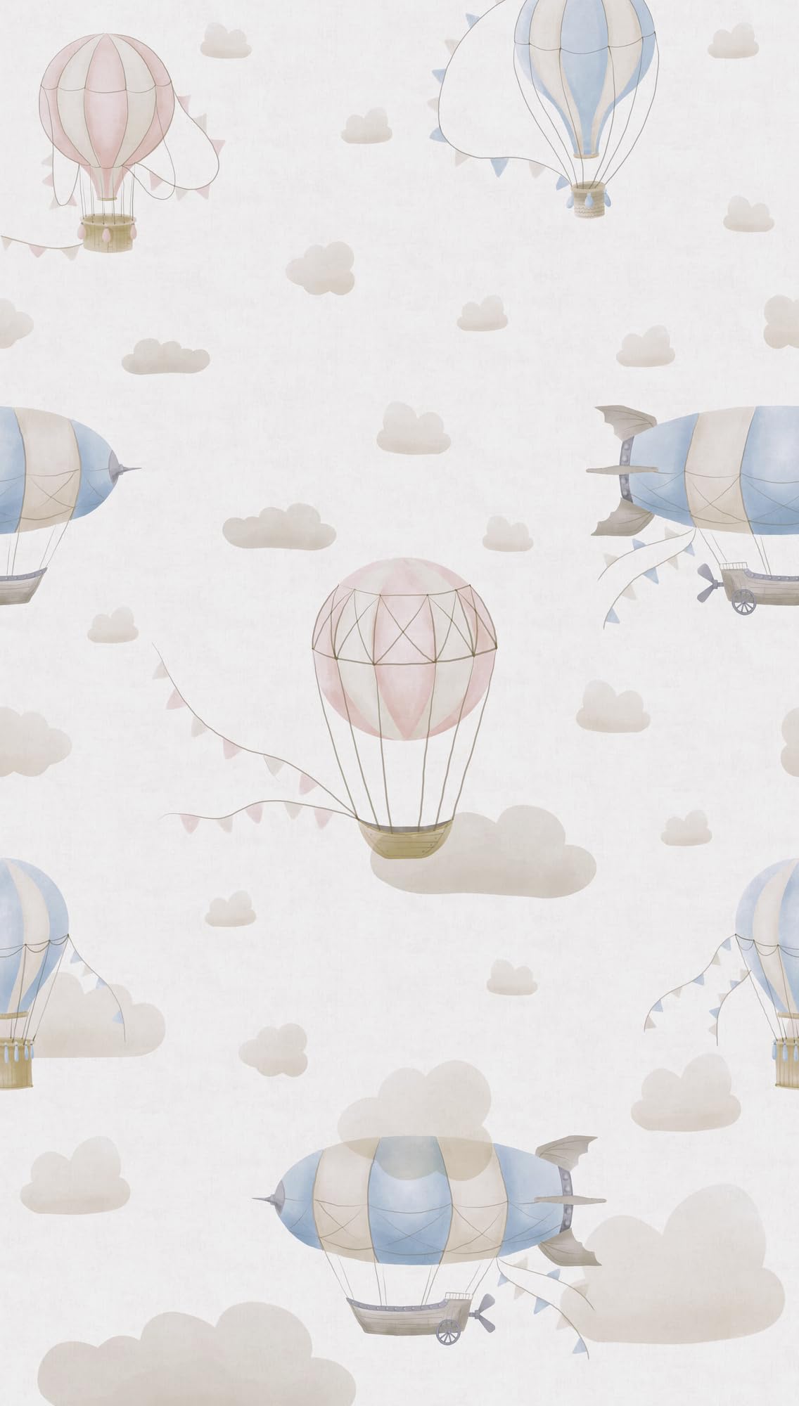 A.S. Création Children's Room Wallpaper Lilly & Luis Sturdy Photo Wallpaper with Cloud Effect, 1.59 m x 2.80 m, Blue, Cream, Pink, Made in Germany, 770611.