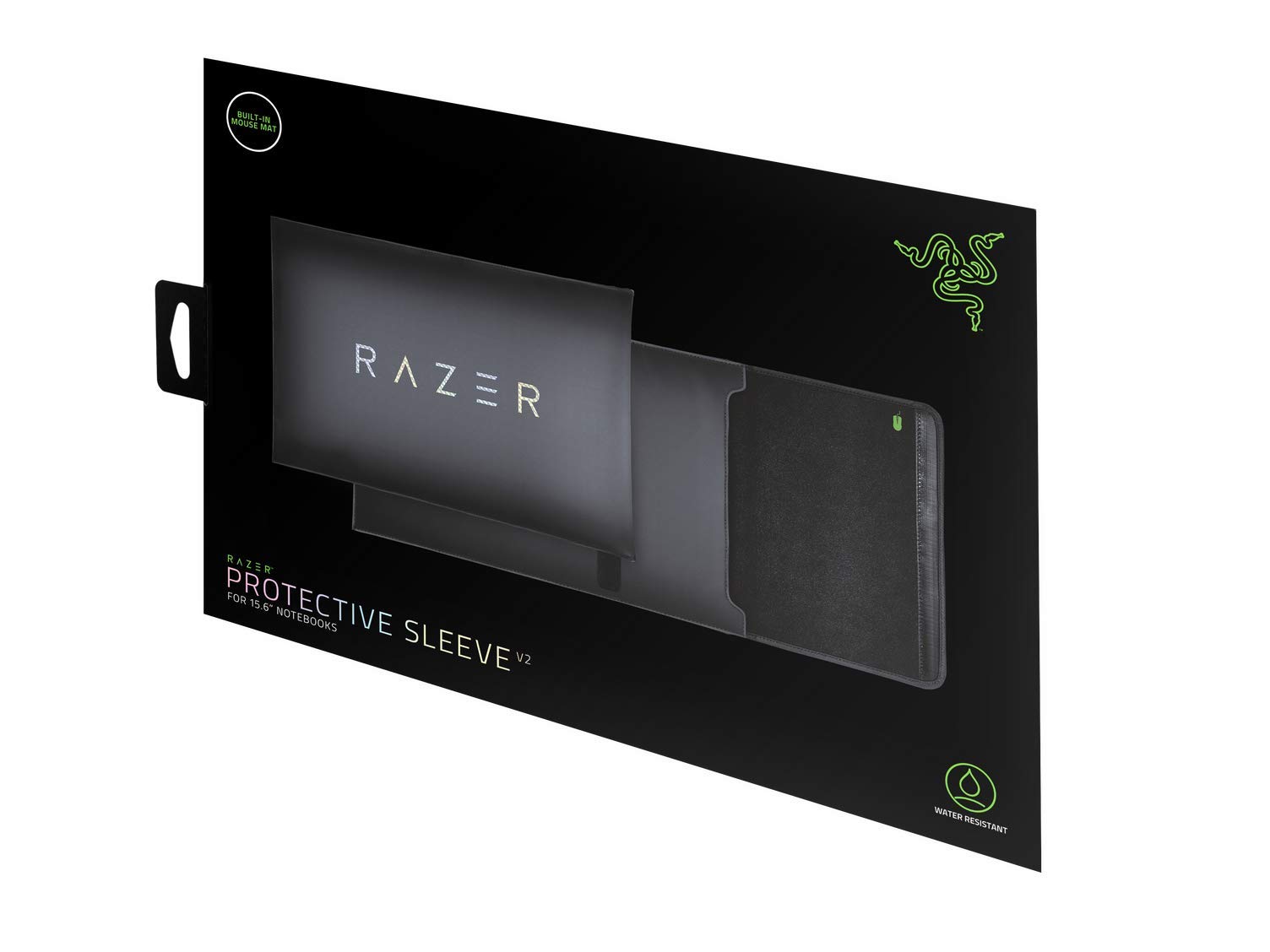 Razer 15" Protective Laptop Sleeve: Scratch & Water-Resistant - Padded Interior Lining - Snag-Free Velcro - Flip-Out Mouse Mat - Classic Black, RC21-01580100-R3M1