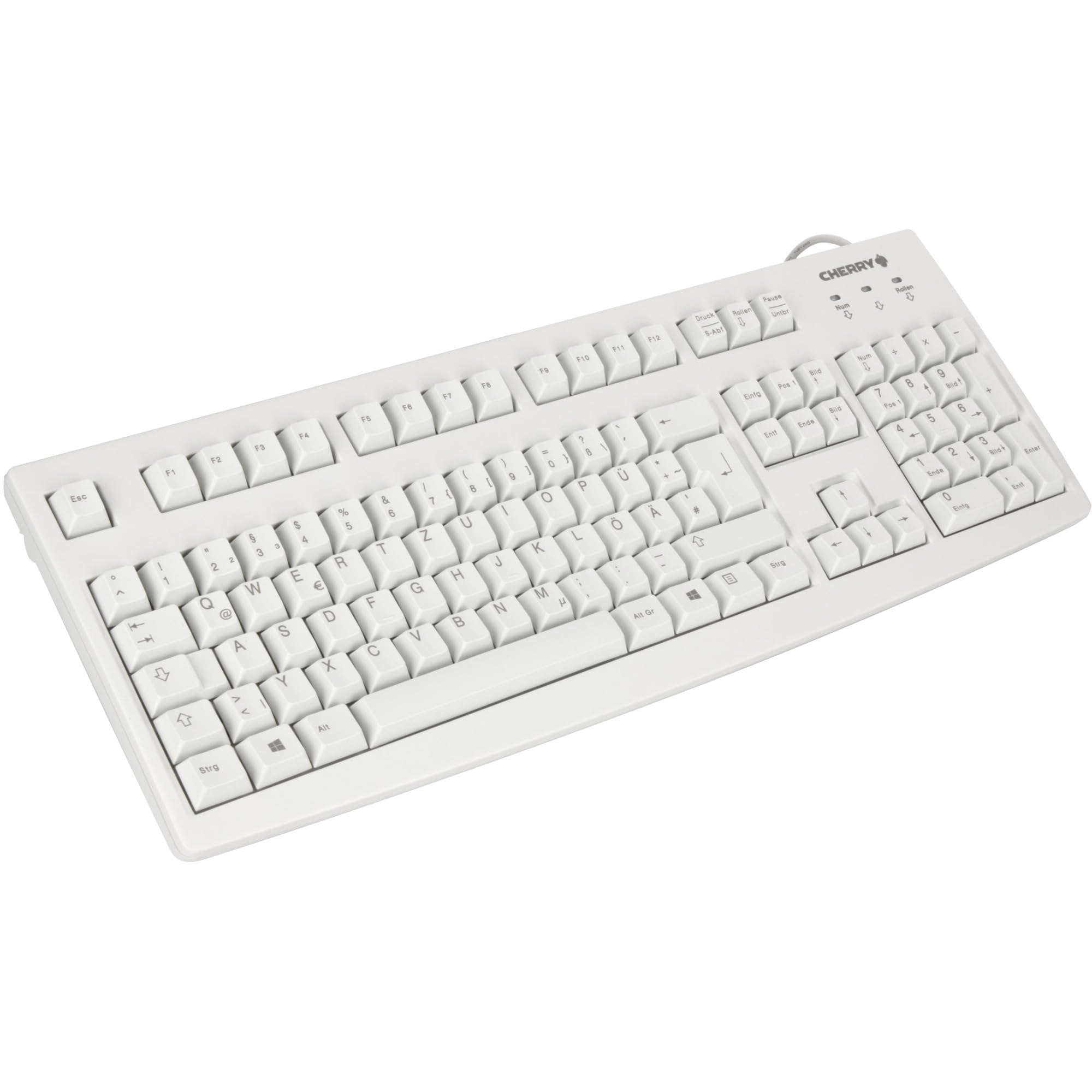 CHERRY G83-6105, Wired Keyboard for Industrial Applications, German Layout (QWERTZ), Abrasion-Resistant Keys, Easy to Clean, Recyclable, Light Grey