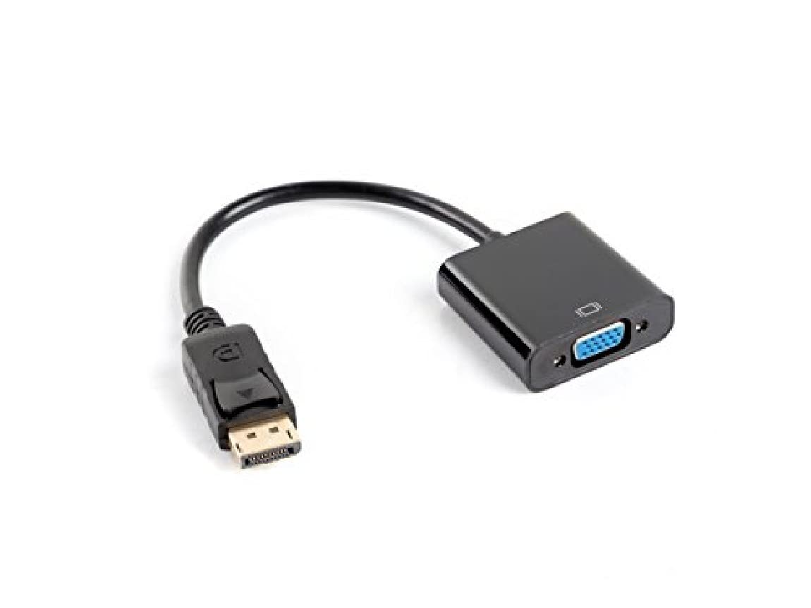 ADAPTADOR DISPLAYPORT A VGA LANBERG AD-0002-BK - RESOLUCIÃ“N HASTA 1080P 60HZ - CABLE 20 CM - NEGRO