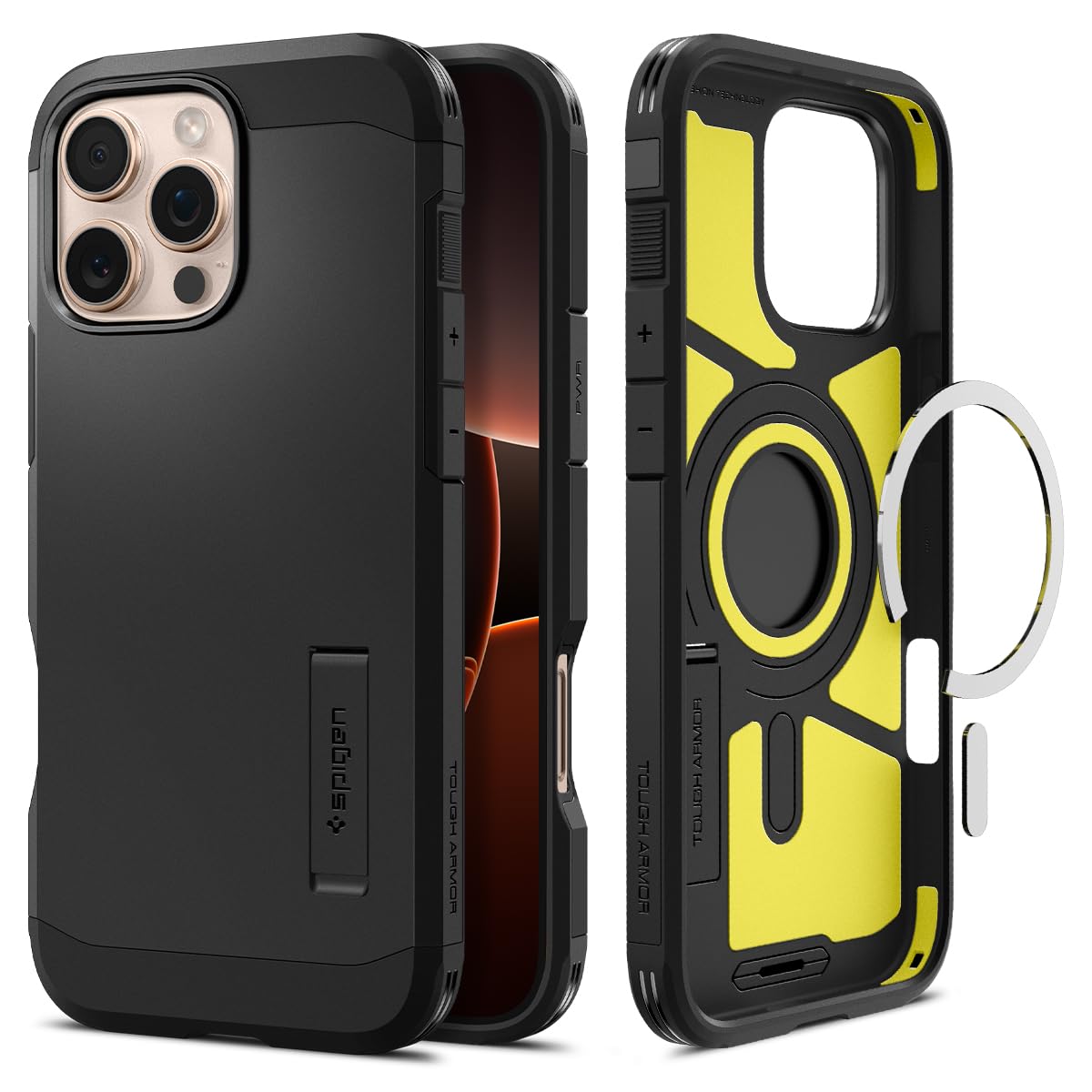 Spigen Tough Armor (AI) MagFit Case for iPhone 16 Pro Max, Compatible with MagSafe Accessories - Black