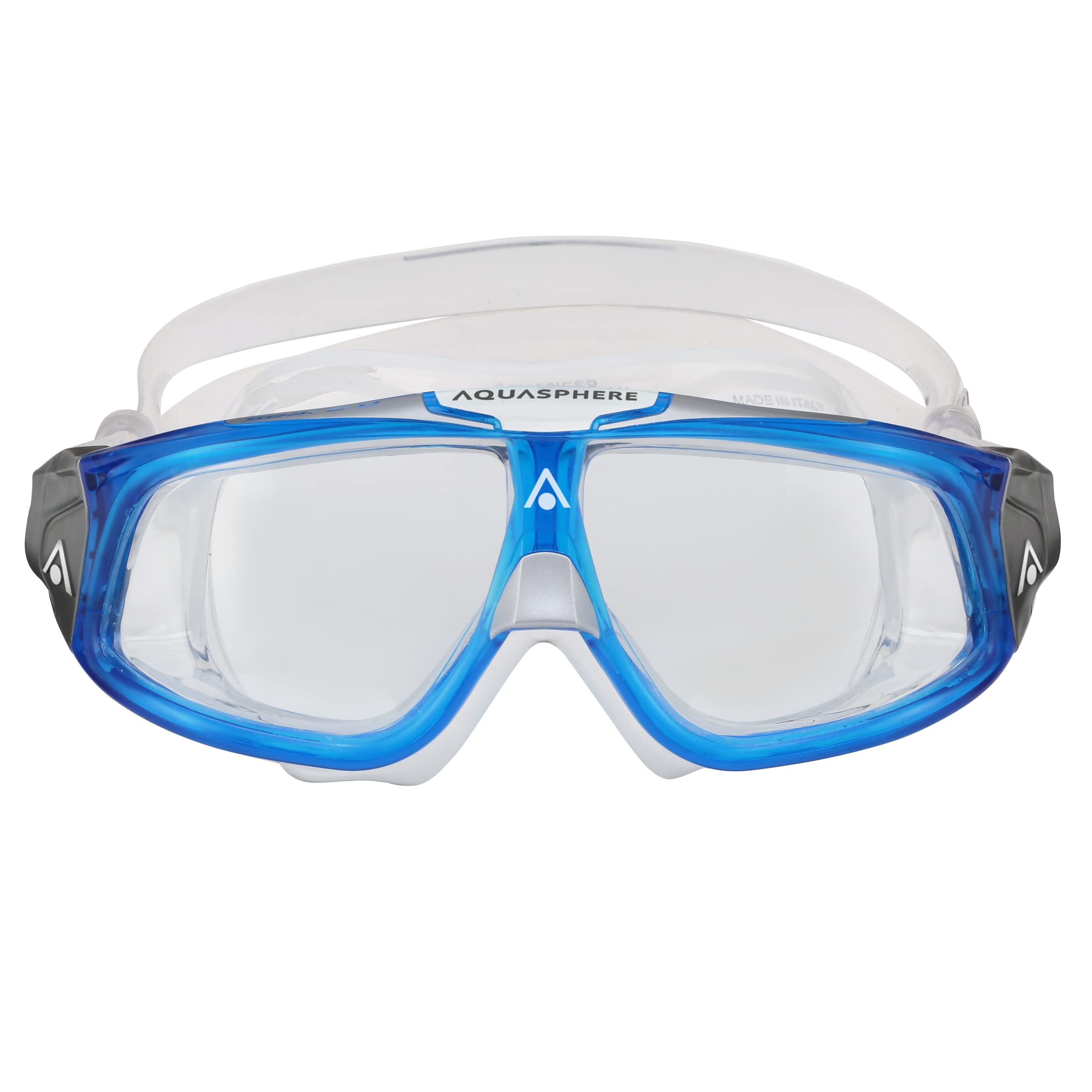 Aquasphere Seal 2.0 Unisex Adult Swim Goggles - Comfortable Leak Resistant Seal, Distortion Free Vision - Perfect Swim Mask for Fitness Swimmers | Clear Lens, Blue/White Frame
