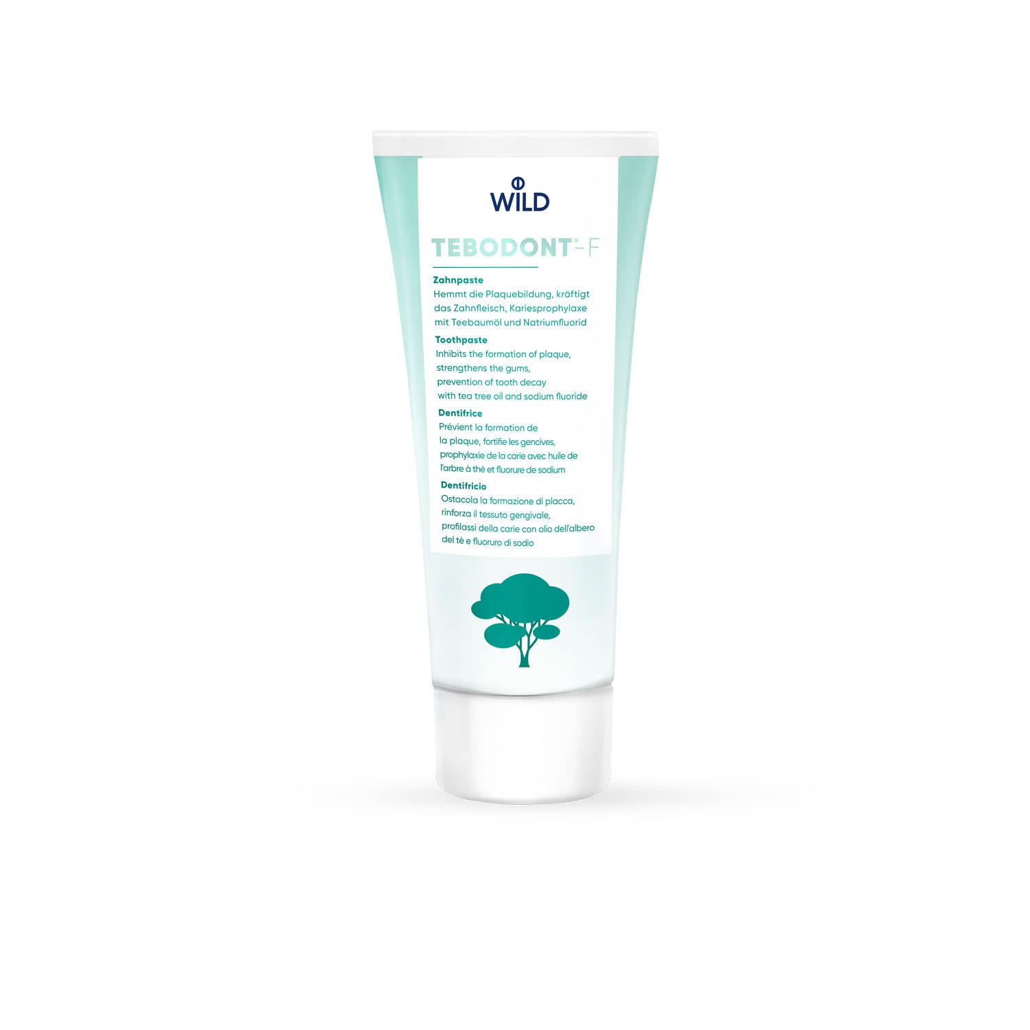 Tebodont-F Toothpaste with Fluoride, for Daily Oral and Dental Care, Prevention of Tooth Decay, Helps Relieve Irritated Gums and Oral mucosa and enhances Plaque Removal, Contains Tea Tree Oil