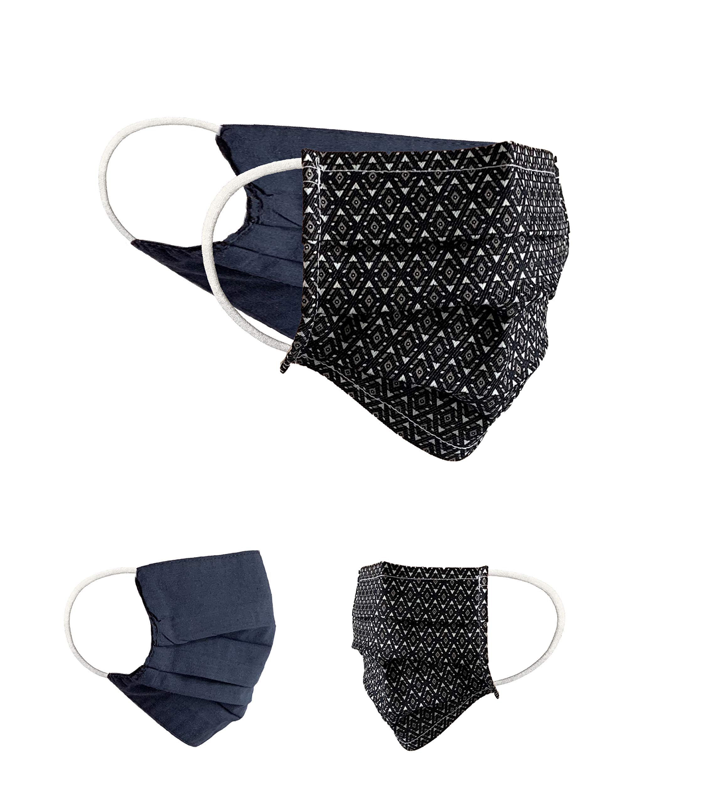 Community Masks 2-pack set unisex makeshift mask reversible mouth protection mask mouth and nose protection reversible mask with print cotton BCI washable, Black_Style65