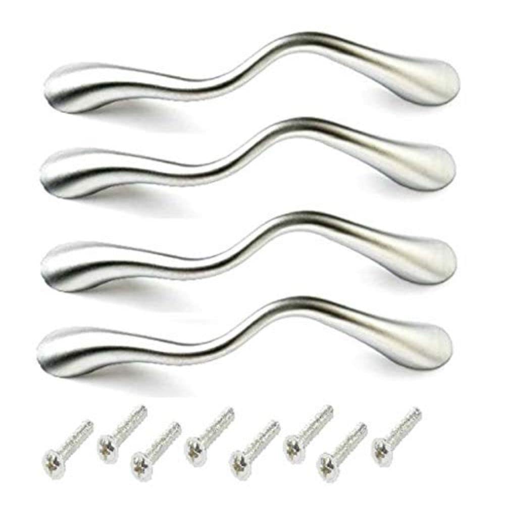 Bulk Hardware BH06146 Cupboard Cabinet Handle Wave Style Matt Chromed 96mm, Set of 4 Piece