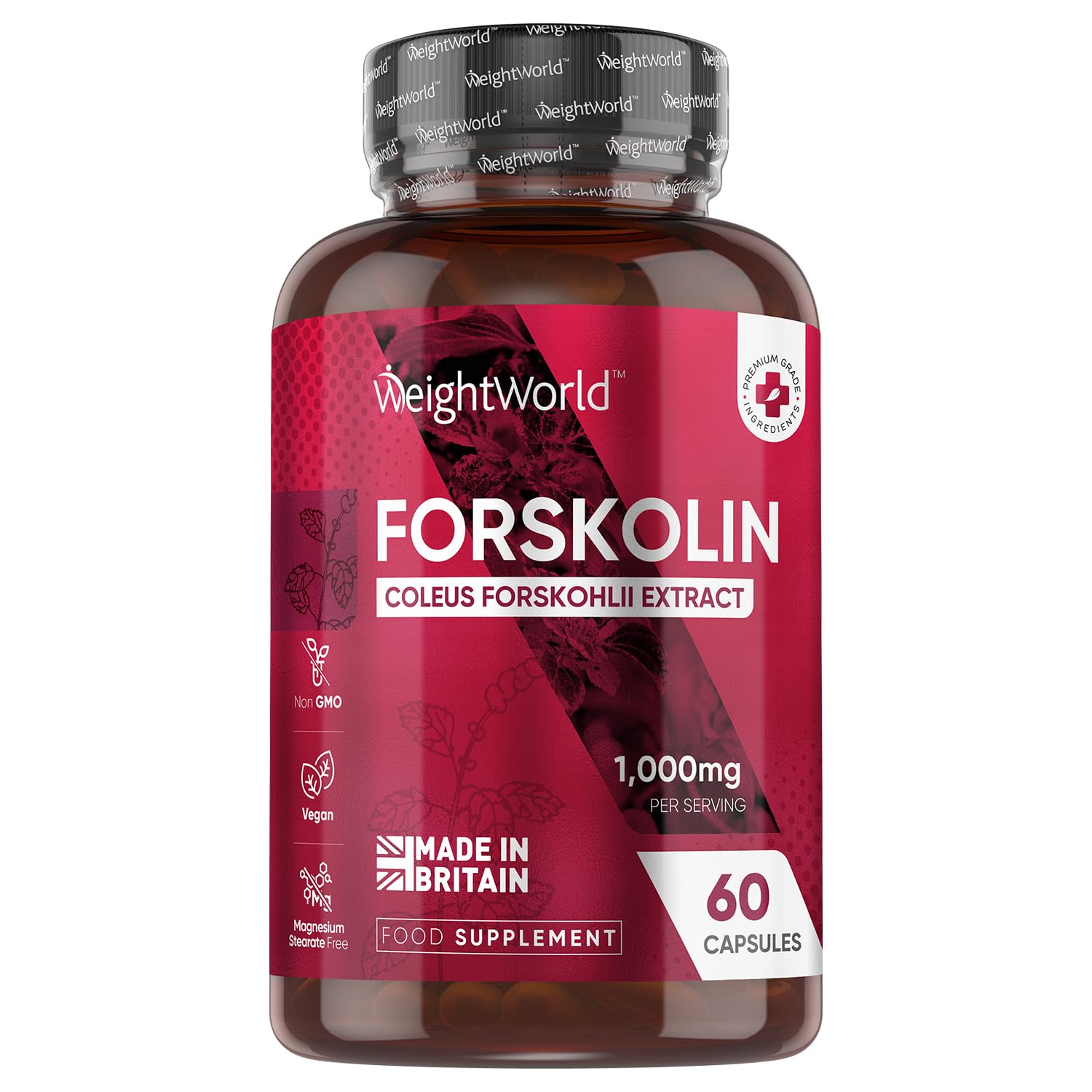 Forskolin Capsules 1000mg - 60 Vegan Capsules - Coleus Forskohlii Extract - Suitable for Keto & Low Carb Diets - Allergen-Free & Non-GMO - Forskolin Supplement for Men & Women