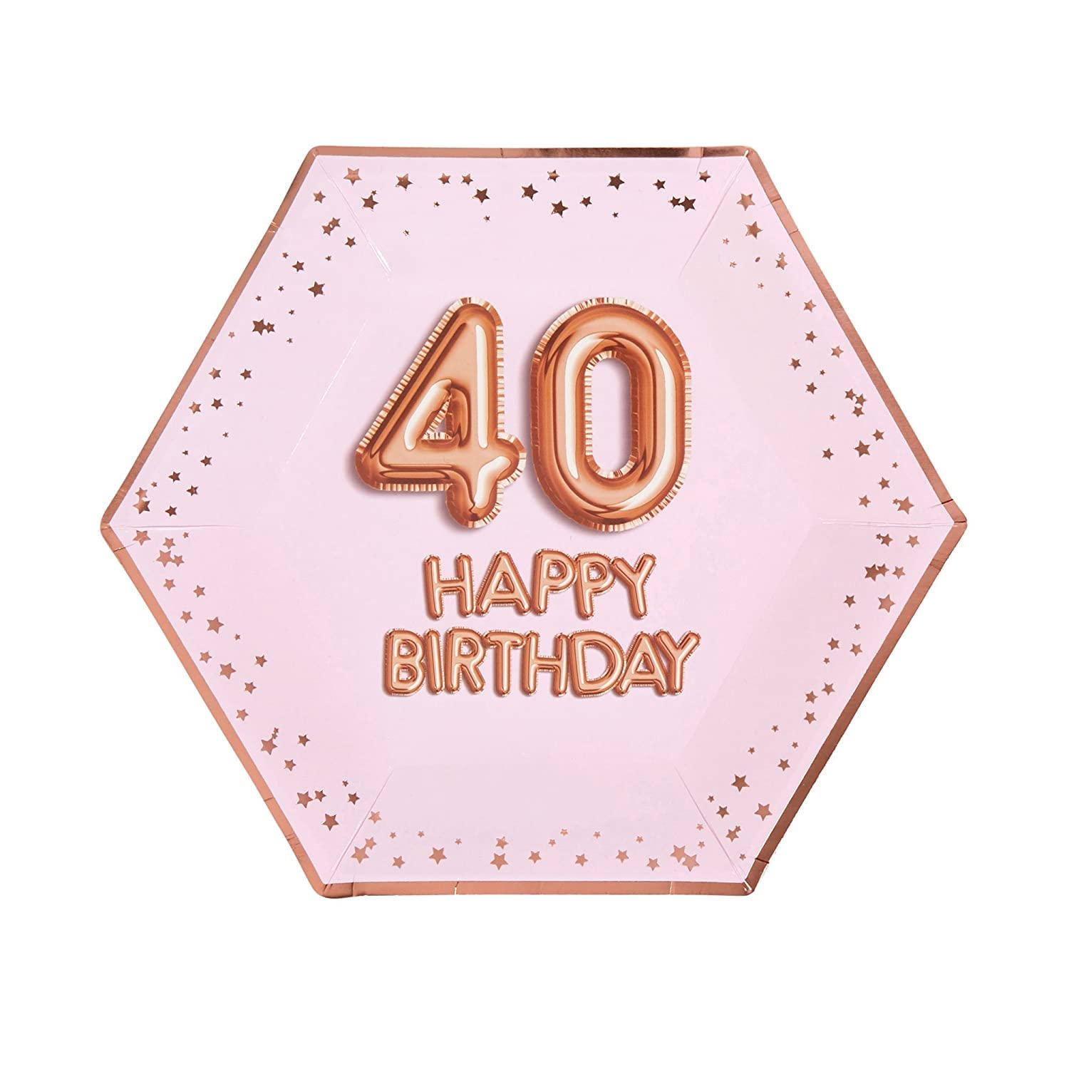 Neviti 773215 Glitz & Glamour - Plate - Large - Pink & Rose Gold - Age 40 Paper