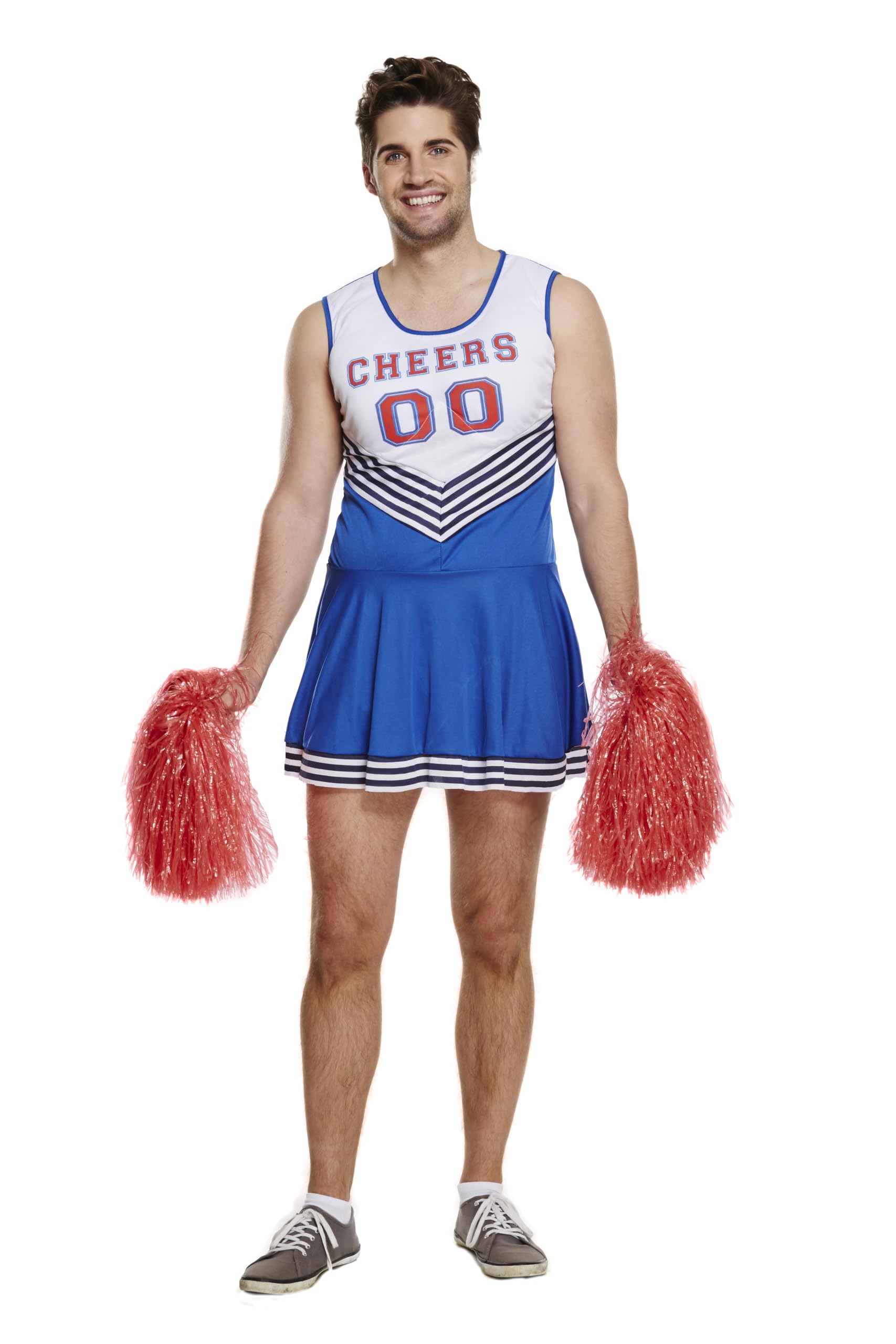 HENBRANDT Adult Men’s Cheerleader Fancy Dress Halloween American High School Cosplay Stag Night Dress Up Cheerleader Outfit One Size Mens Fancy Dress Costume