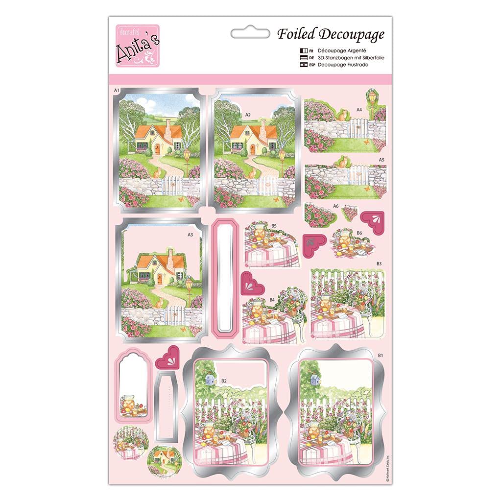 Anita's A4 Springtime Cottage Coloured Decoupage Sheet, Accessories Supplies For Craft, Paper Craft, Scrapbooking, Card Making, Origami, Ideal for Adult Craft, Adds Textured Pattern To Craft Projects