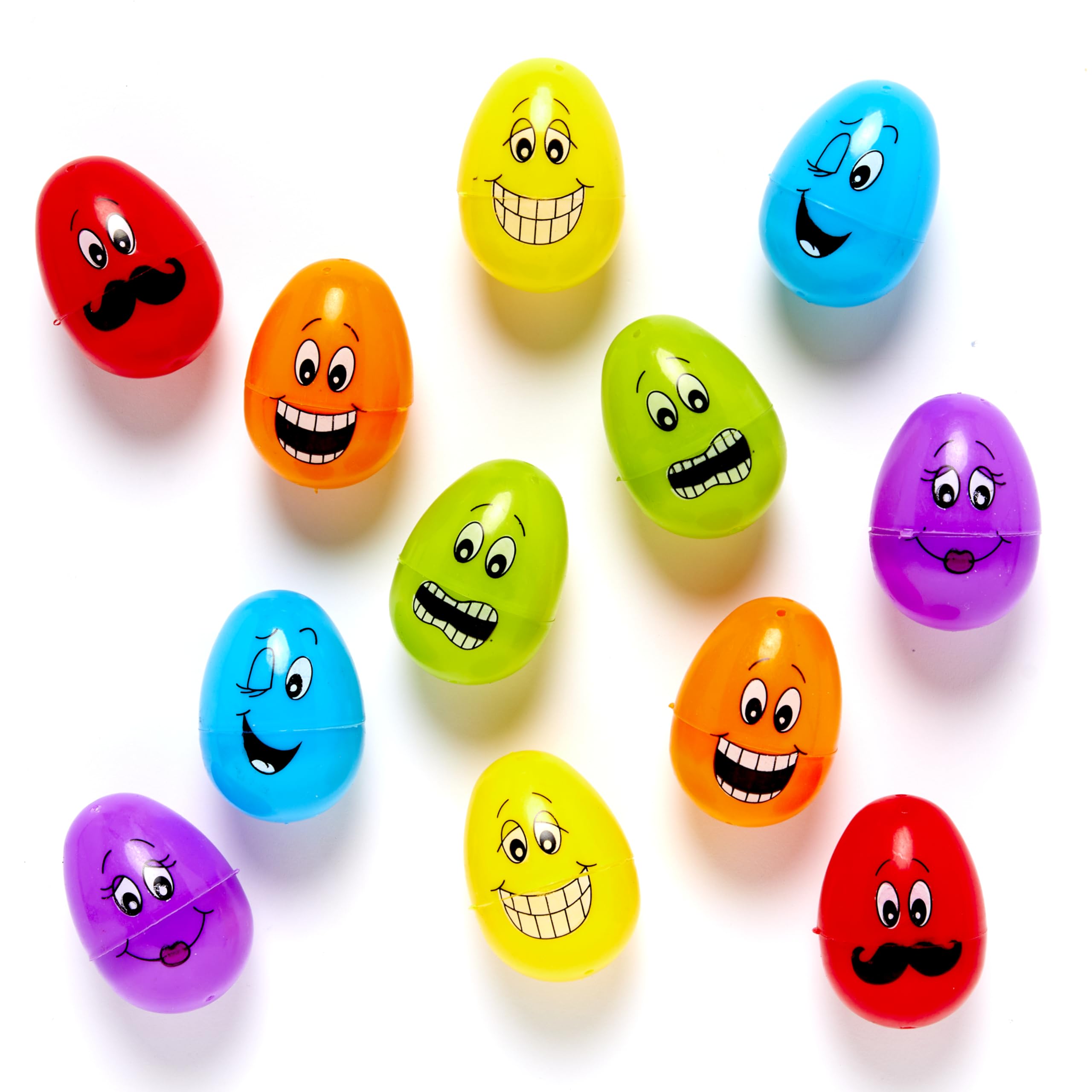 amscan 370232 Amscan - Easter Egg Hunt Large Funny Faces Multicoloured Plastic Eggs - 6 Pieces