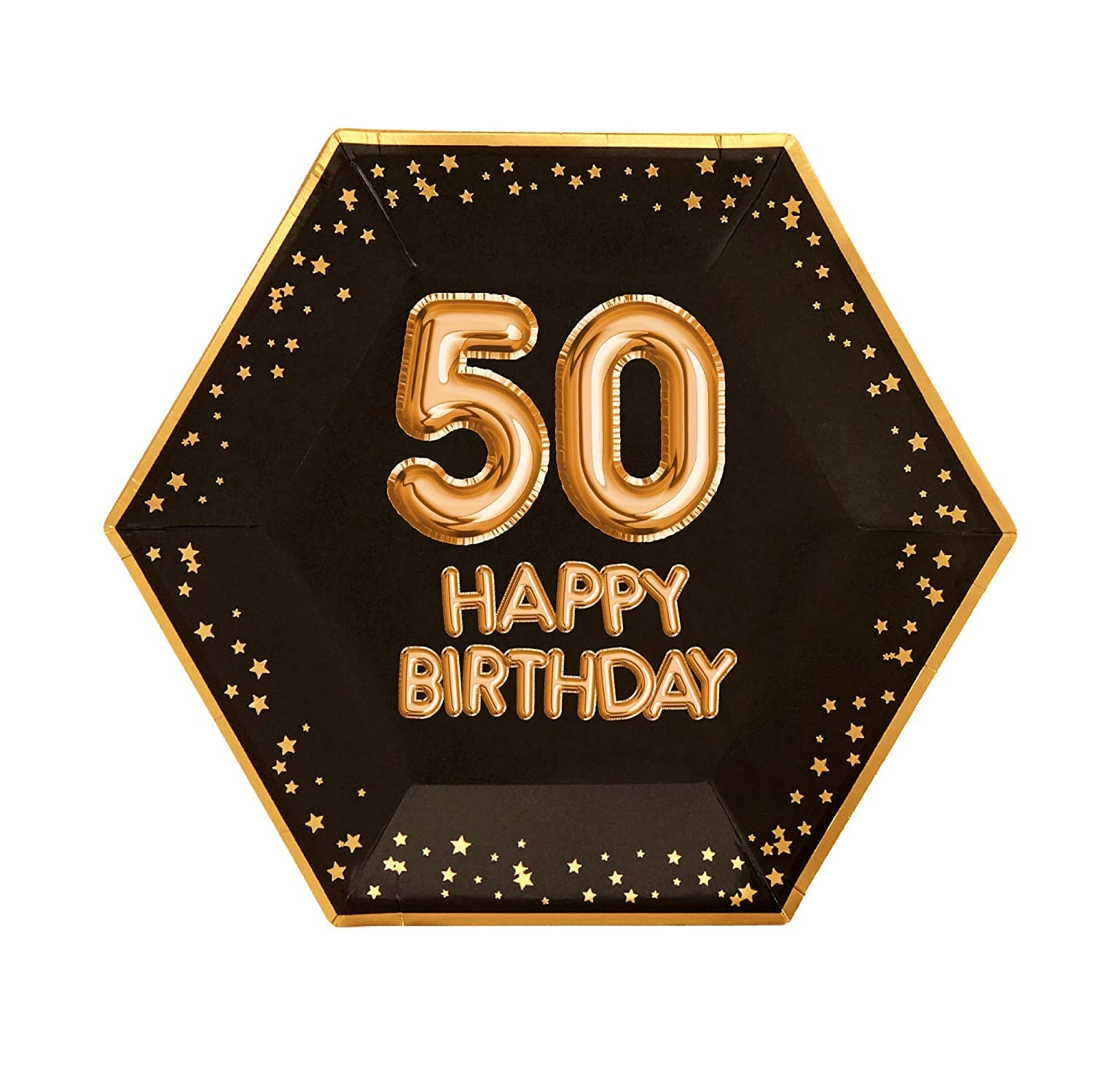 Neviti 773130 Glitz & Glamour-Plate-Large-Black & Gold-Age 50 Paper