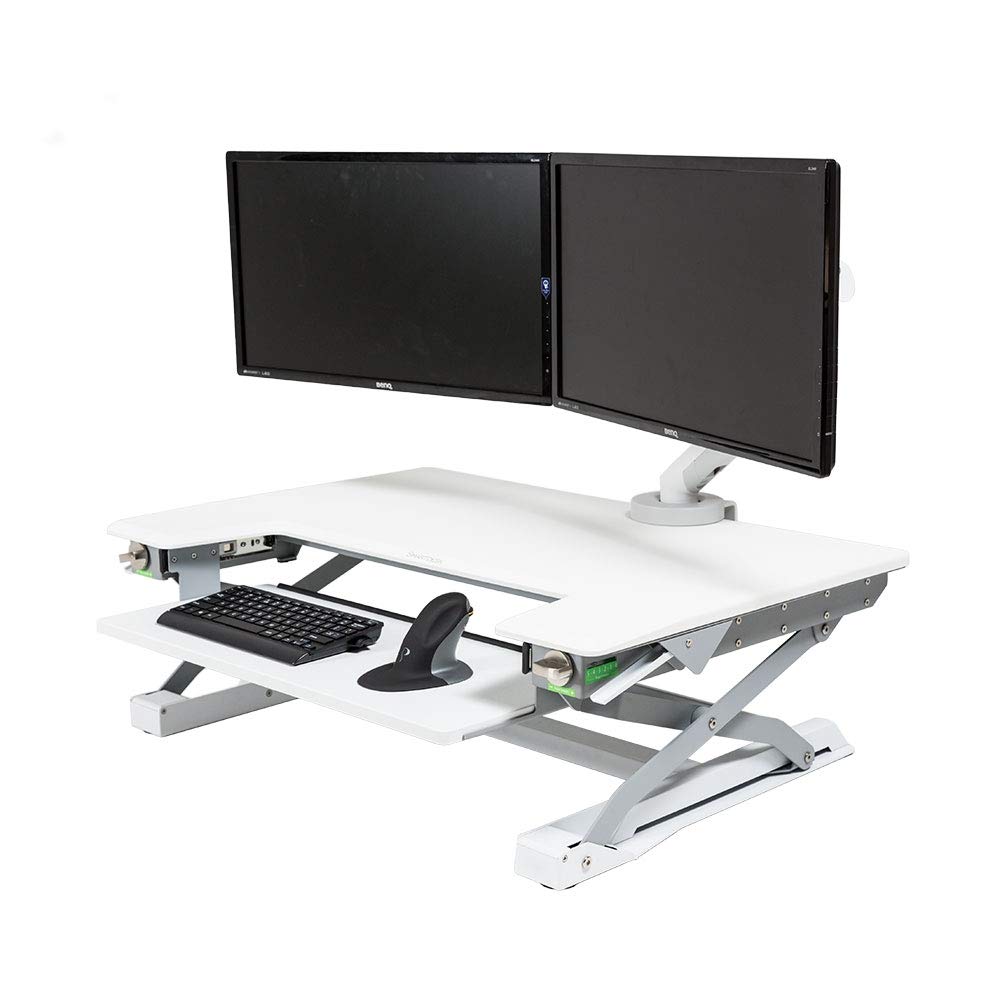 Posturite DeskRite 100 Standing Desk | Sit-Stand Ergonomic Workstation, Adjustable Height Computer/Laptop Stand, Solid Sturdy Construction, Cable Management System, Fully Assembled, White