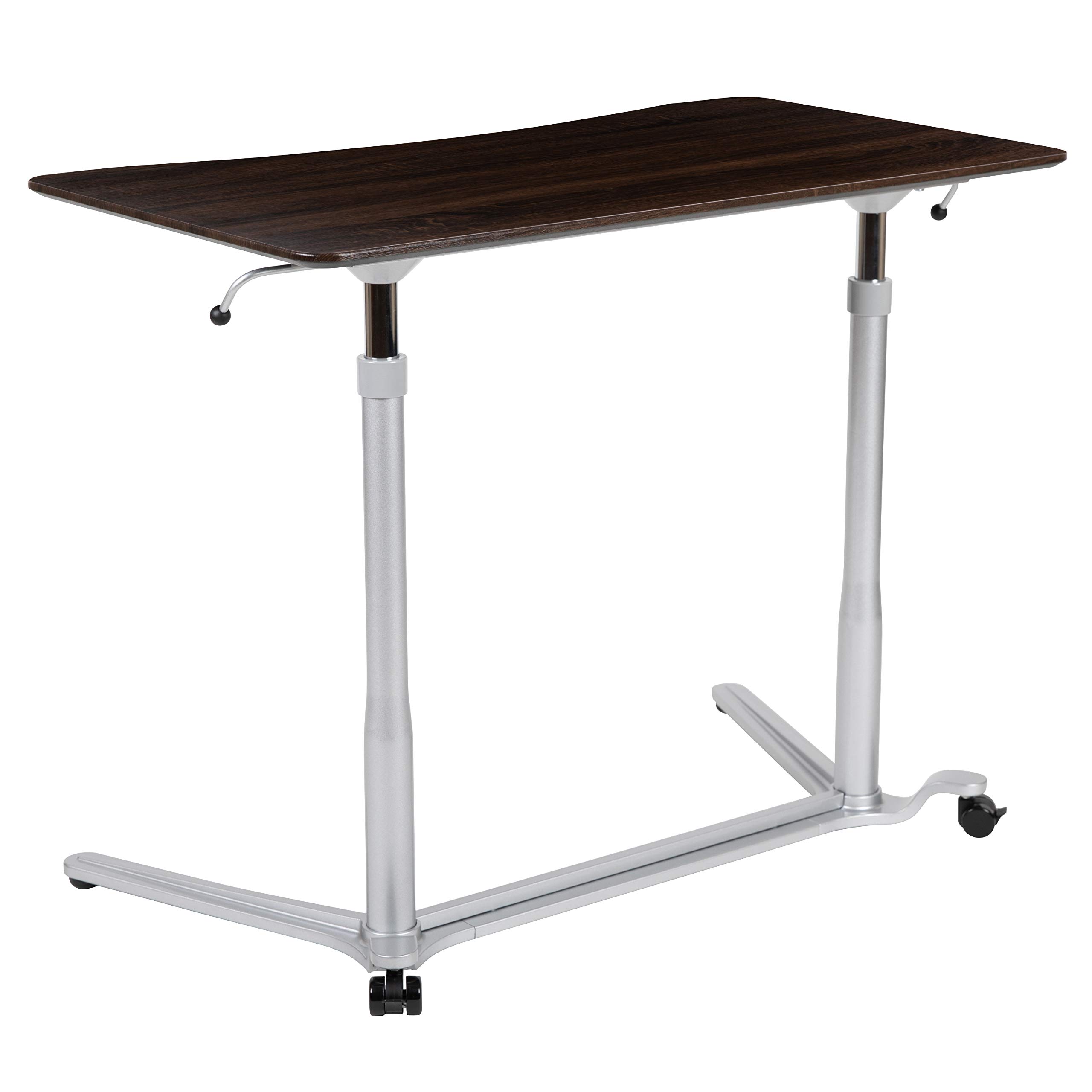 Flash Furniture Merritt Sit-Down, Stand-Up Dark Wood Grain Computer Ergonomic Desk with 37.375" W Top (Adjustable Range 29" - 40.75")