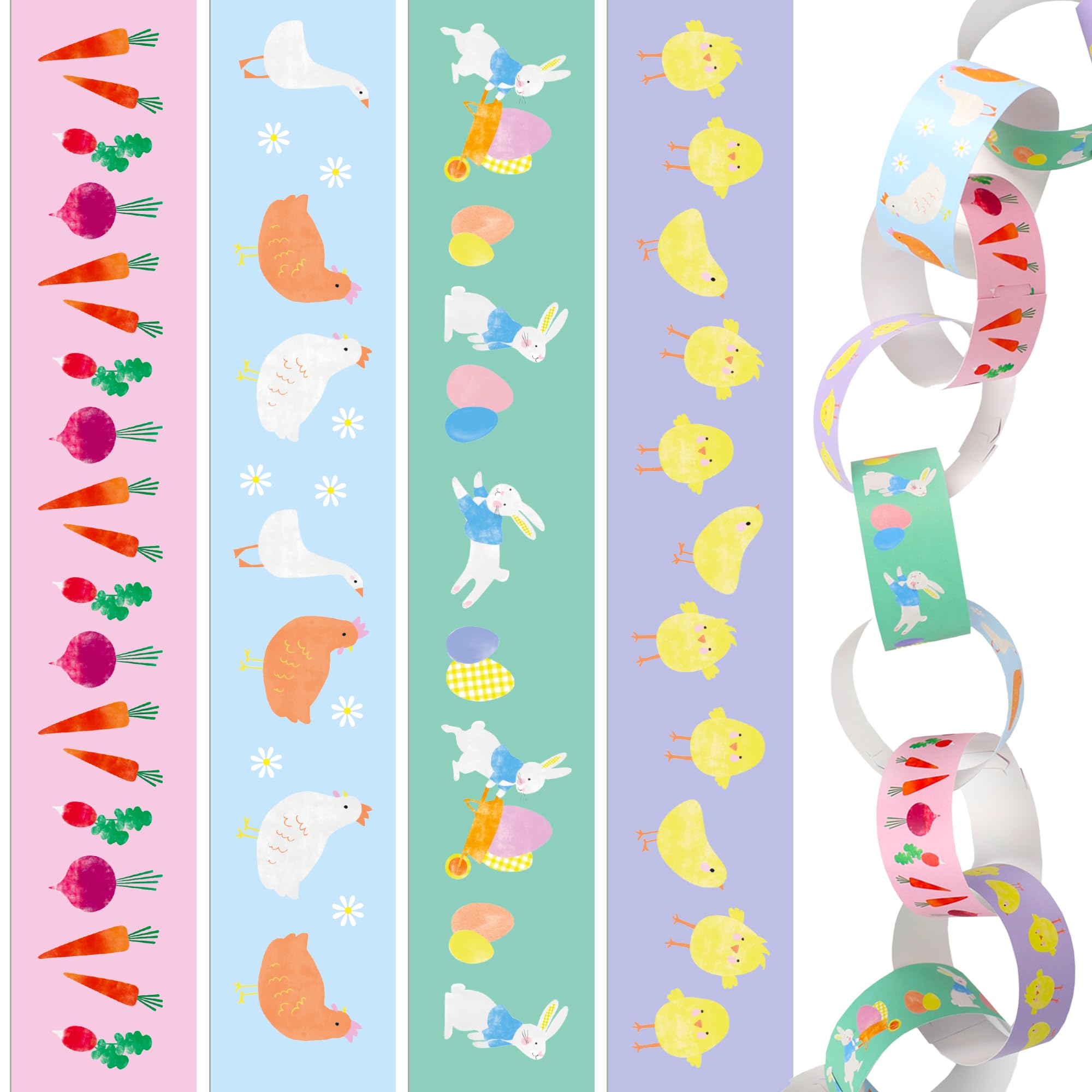 Talking Tables Easter Paper Chains Spring Party Decorations Kids Crafting DIY Activity Kit for Girls Boys No-Glue, Hanging Window Décor 6.5metres