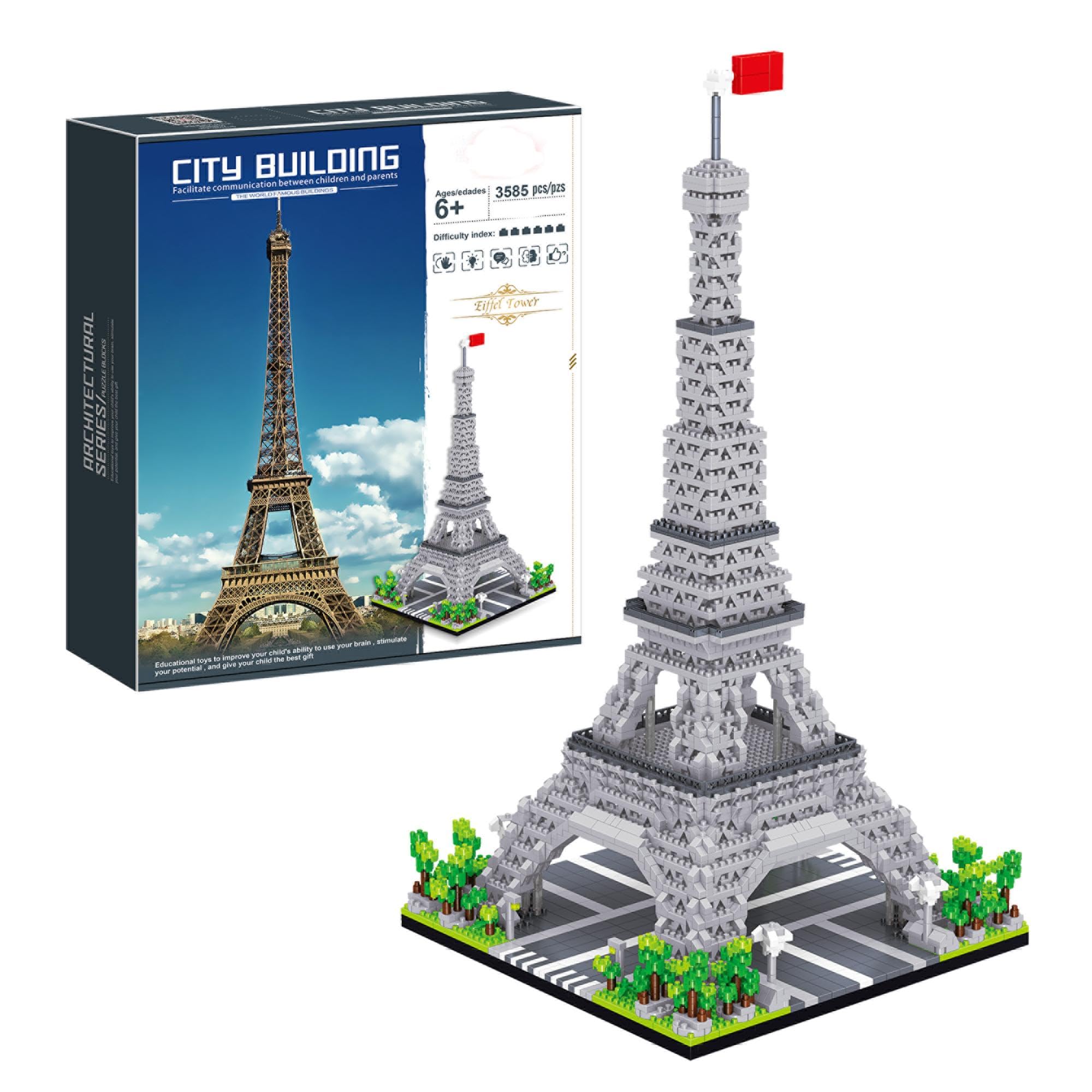 Aigidusansu Paris Eiffel Tower Diamond Mini Building Block Set, 3585 Pieces France Landmark Architecture Model for KAdults, 14+ Teens