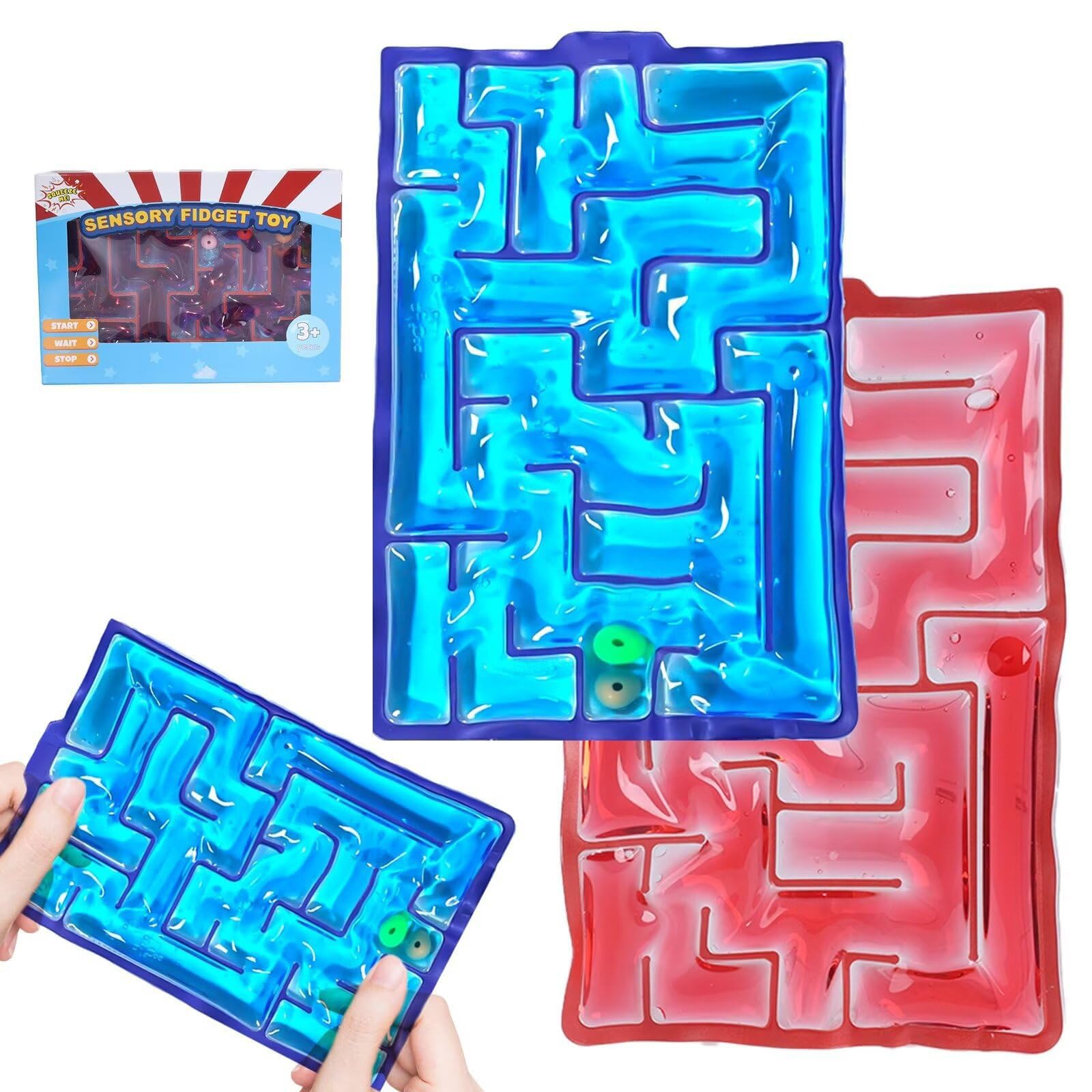 Bambebe 2-Piece Sensory Toys - Fidget Marble Maze Age 3+, Autism & Special Needs, Gel-Filled Squishy Stress Relief & Travel Toys