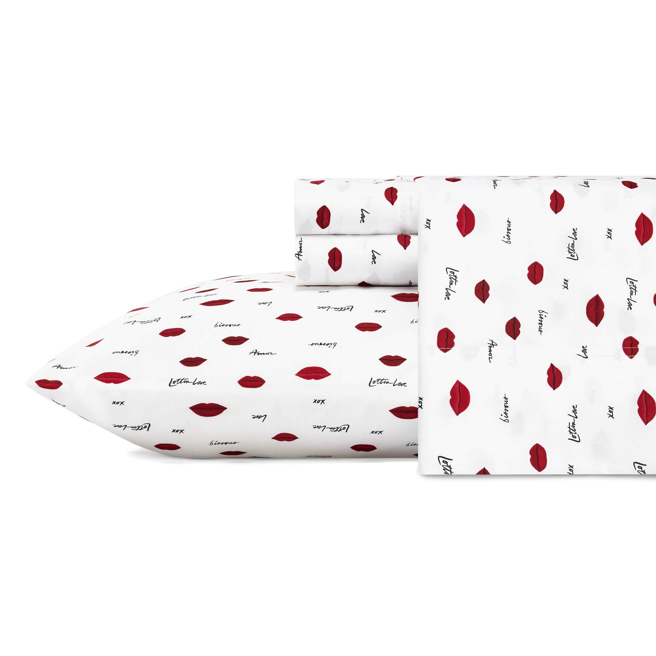 Betsey Johnson - Queen Sheets, Silky & Lightweight Bedding, Fade & Wrinkle Resistant (Love Lips)