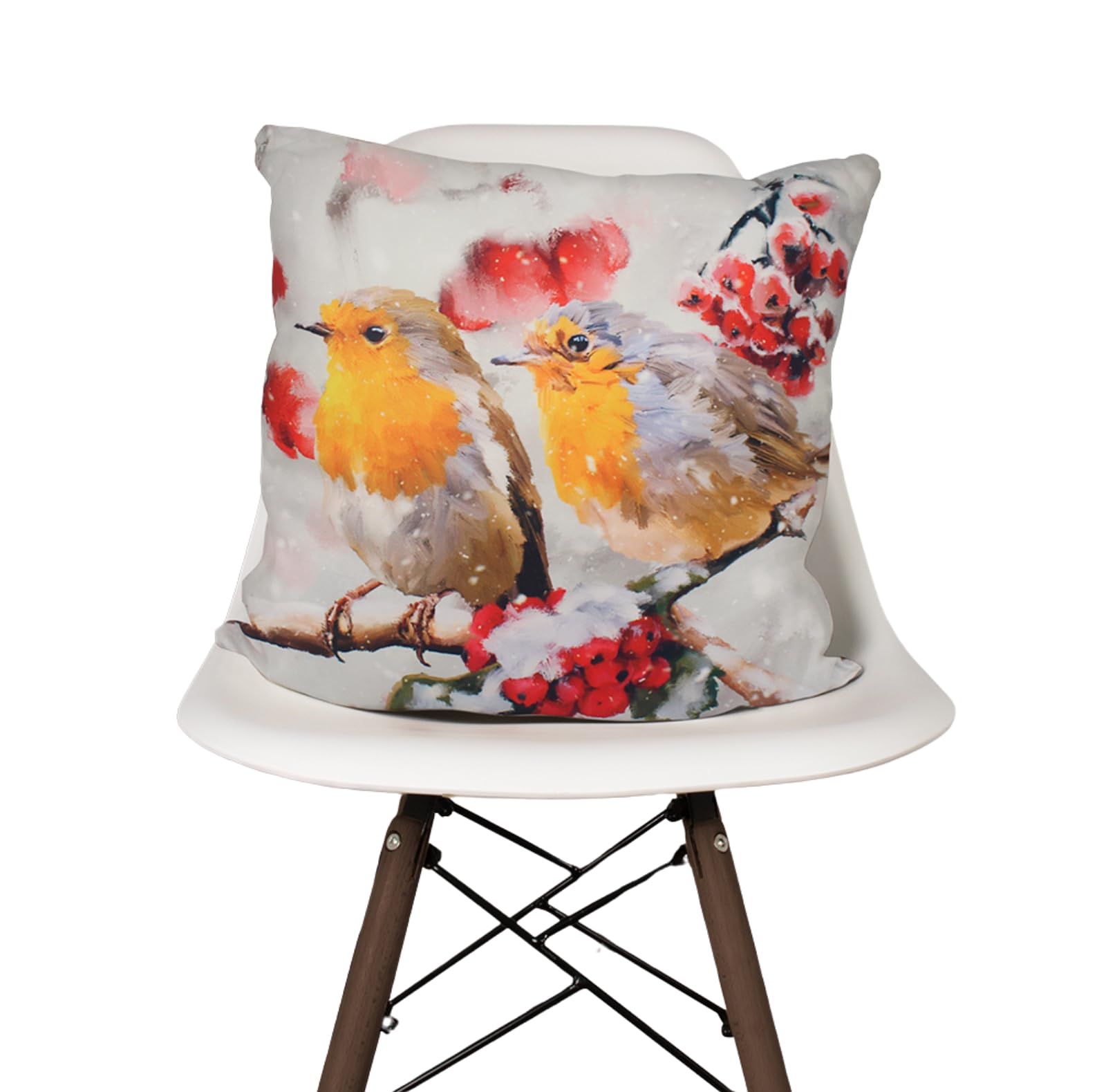 L & P Home & Gifts Lesser & Pavey Robin LED Cushion for Christmas Decor | Festive Pillow with LED Lights & Robin Design | Perfect Holiday Cushion for Cozy Living Rooms for Christmas Lovers
