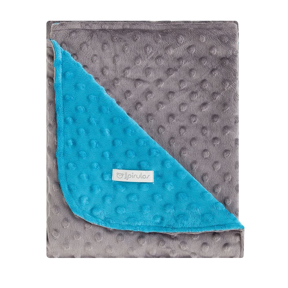 Pirulos Double Sided Baby Blanket with Bubble Design, 100% Polyester Sherpa Fabric, Extremely Soft and Warm for Cot, Cube or Carrycot, 110 x 140 cm, Turquoise