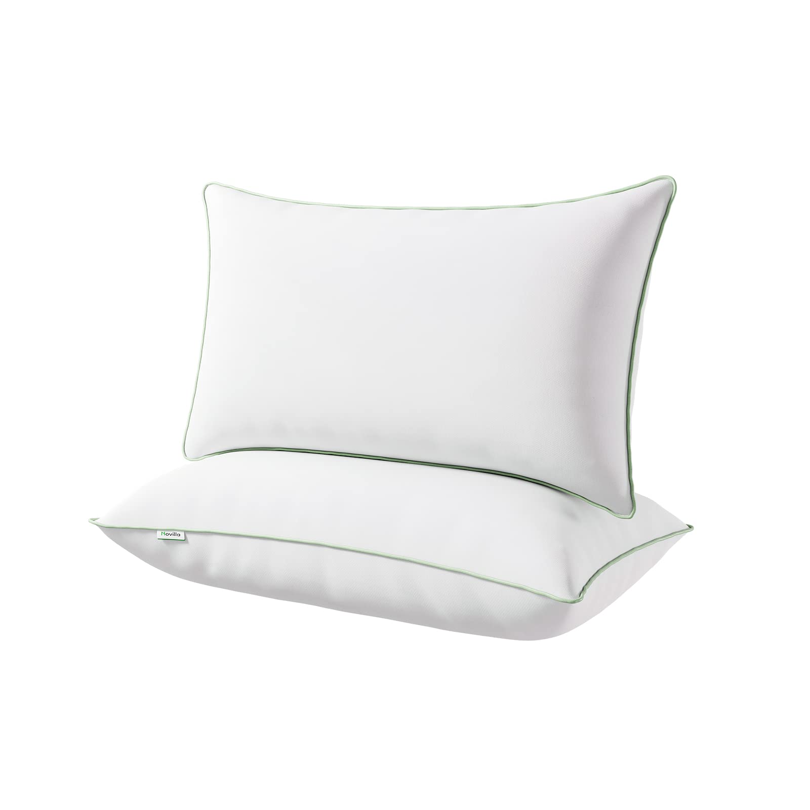 Novilla Bedding Pillows 2 Pack Hotel Quality Cushions - Machine Washable Cover - 100% Luxury Microfiber Filling Back and Side Sleepers - 16″ x 32″ (40 x 80cm) Single Border