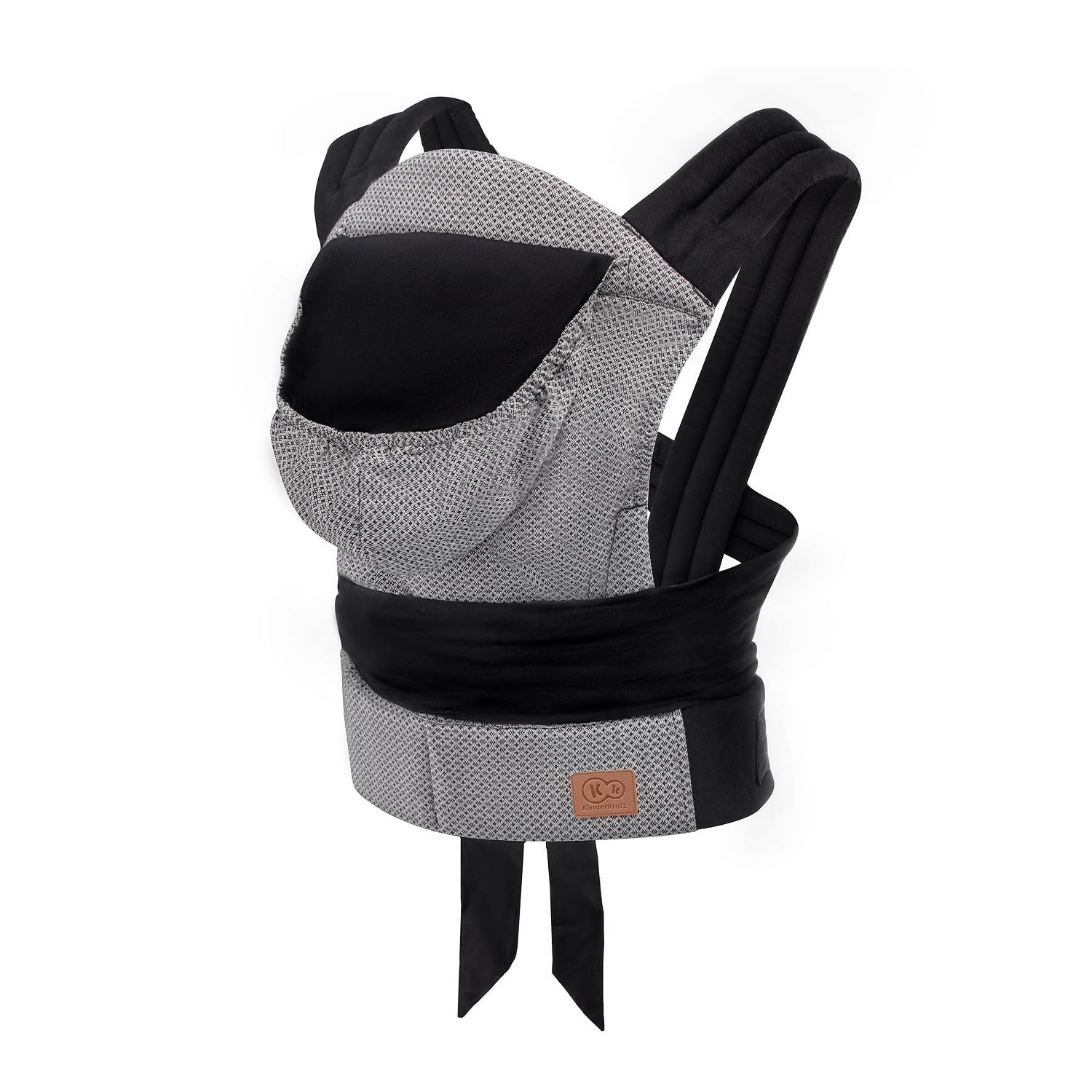 kk Kinderkraft Adoree Baby Carrier from 3 Month to 20 kg, Ergonomic Baby Sling, 2 Carrying Position: Front and Back, Adjustable Straps, Detachable Hood, Natural Materials, Cotton, Linen, Viscose, Gray