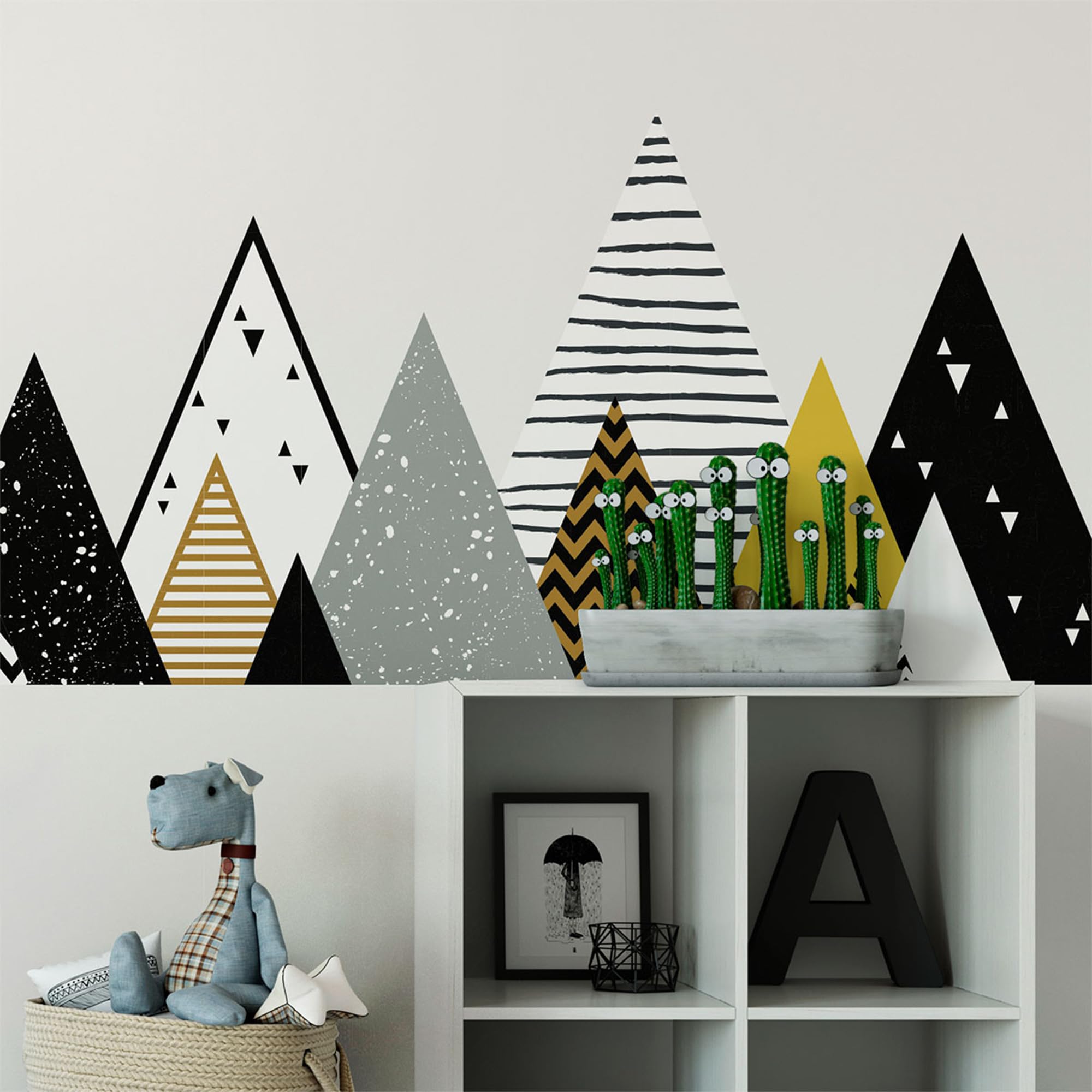 Ambiance Stickers Scandinavian Chapka Mountains Wall Decals, DIY Home Decor, Peel and Stick Removable Stickers, Waterproof and Self Adhesive Wall Art - H95 x L360 CM