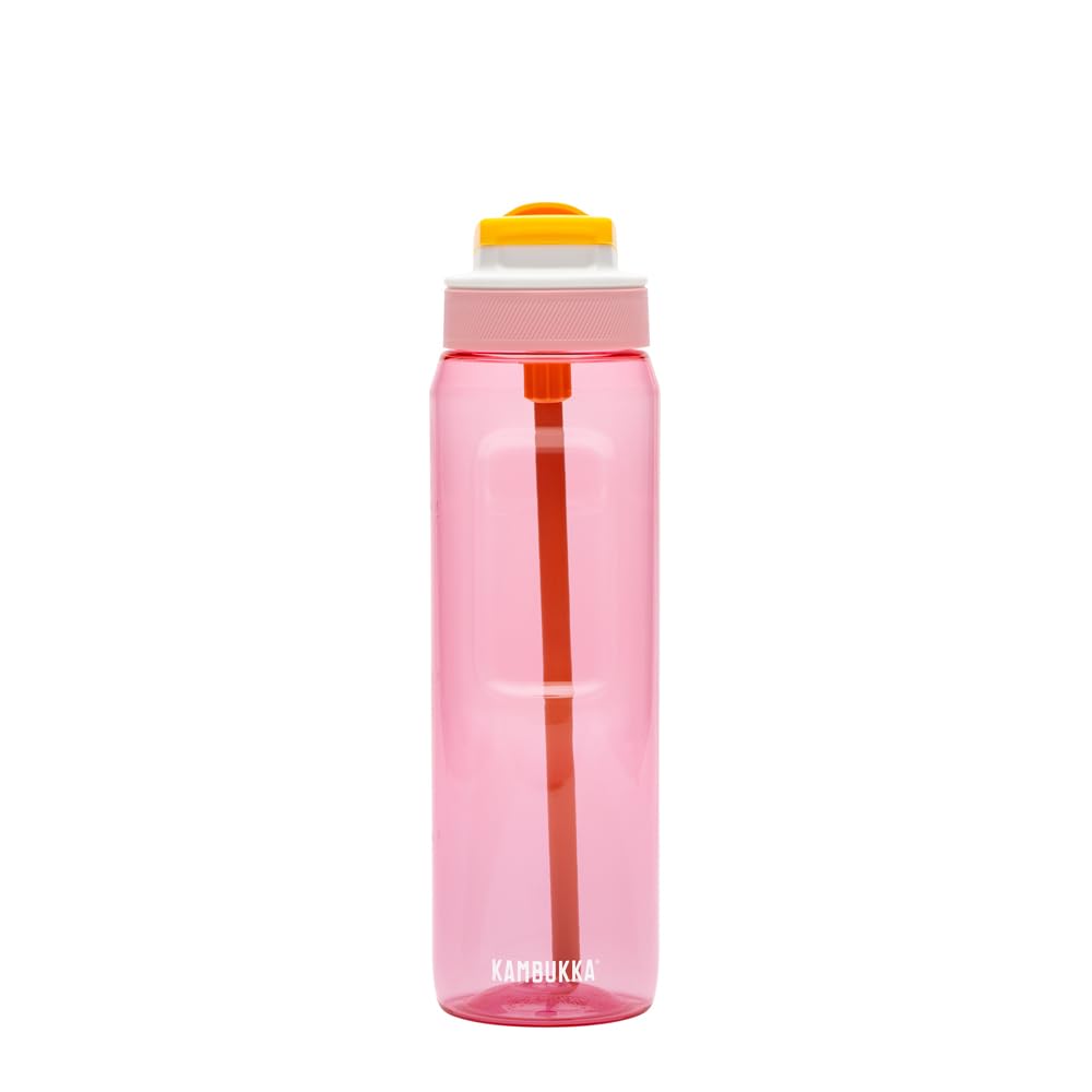 Kambukka Elton 1000ml / 33oz Water Bottle, Dirt & Odour Resistant, Schockproof & Dishwasher Safe, Easy to Hold & Easy Grip - 3-in-1 Special Lid, Milliliter Marking - Sunny melon