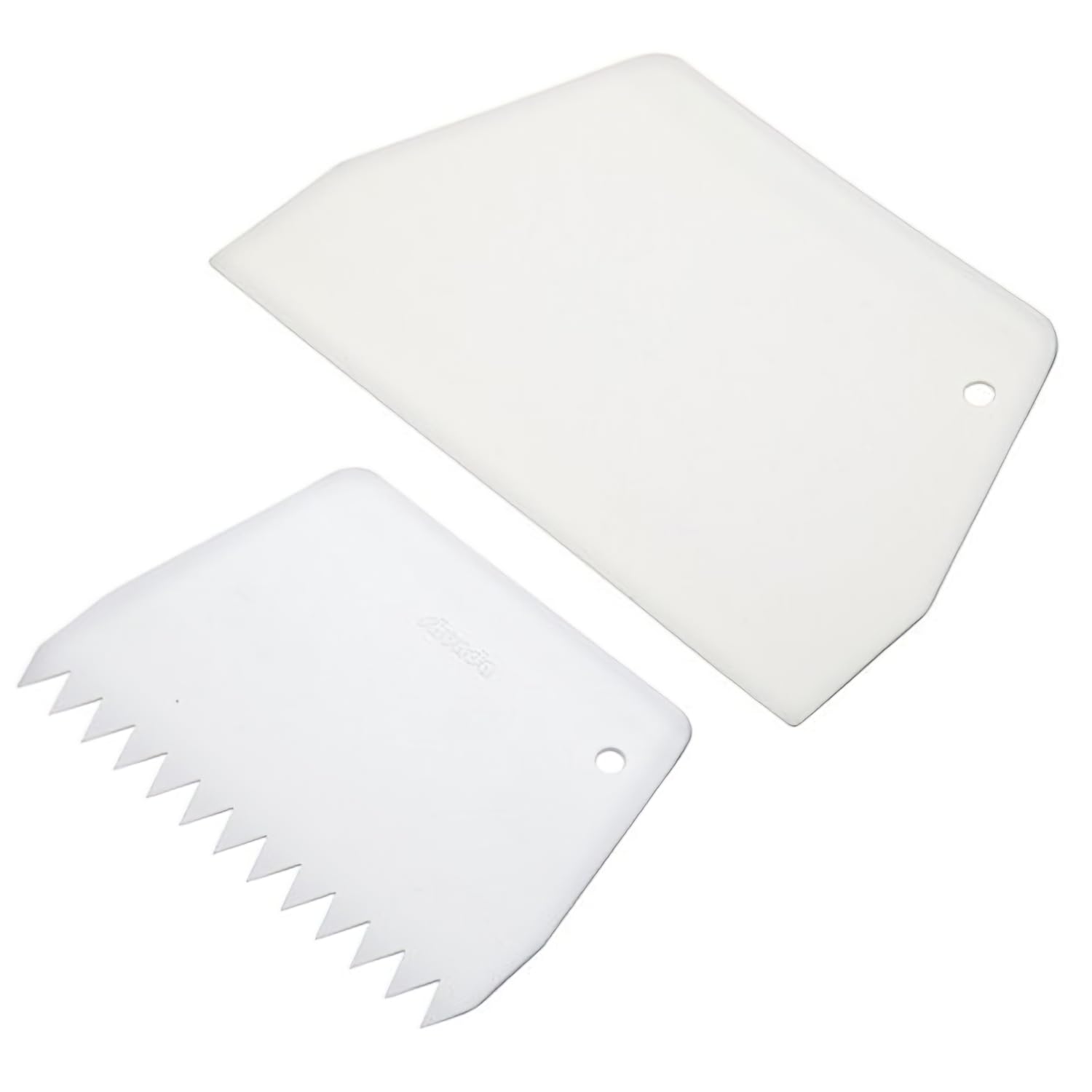 KitchenCraft Sweetly Does It Cake Scraper/Icing Smoother Tool Set. Dishwasher-Safe Plastic, White, 2 Pieces,Small