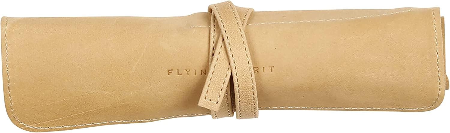 Clairefontaine Flying Spirit Leather Pencil Case Roll - Beige, 930028C