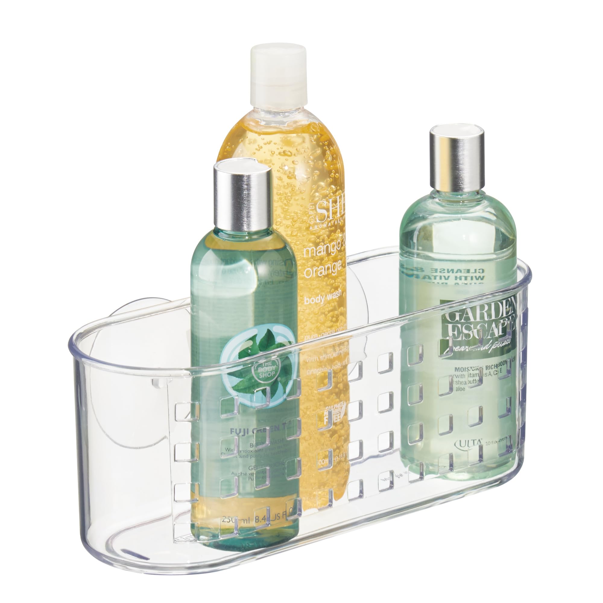 iDesign Shower Caddy Suction, Bathroom Storage Shel, Made of Durable Plastic with Vacuum Caps, No Drilling required