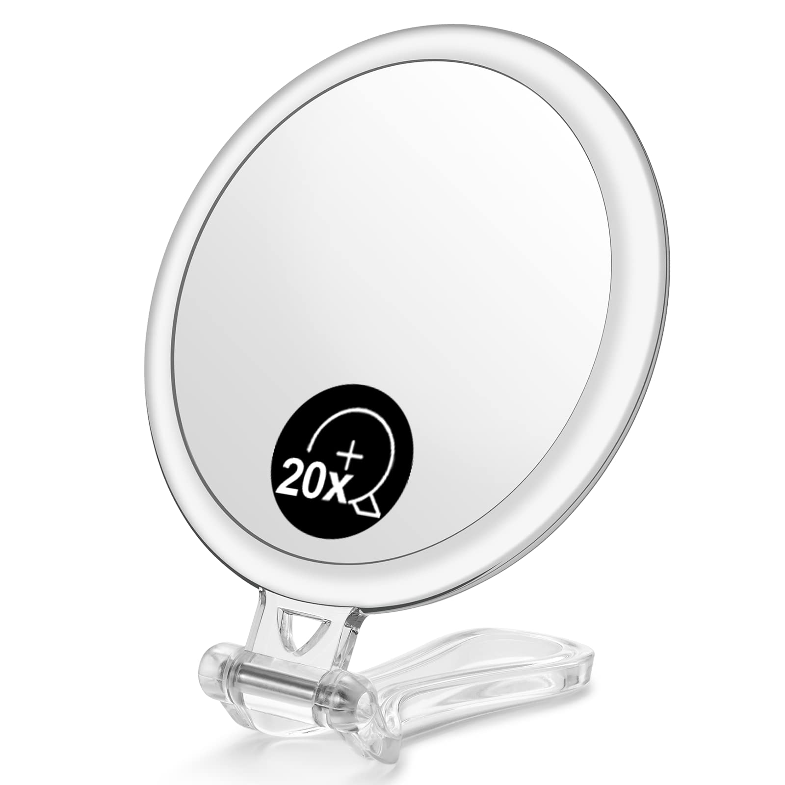OMIRO Magnifying Handheld Mirror, 1X/20X Magnification with Foldable Handle, Makeup Mirror with 2-Side, Suitable for Travel, Handheld, Table Usage