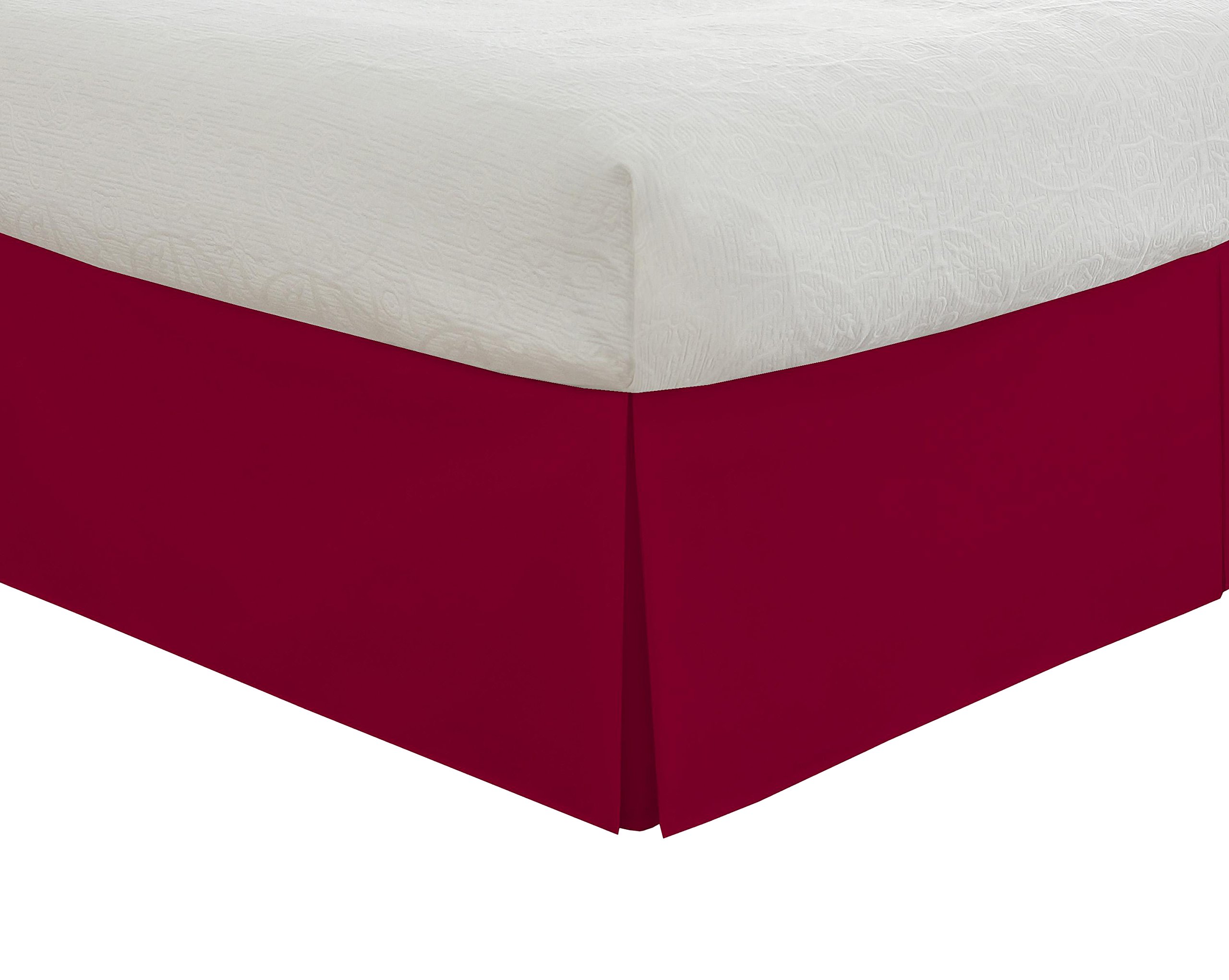 Lux Hotel Tailored Bed Skirt Classic 14" Drop Length Pleated Styling, Twin XL, Red