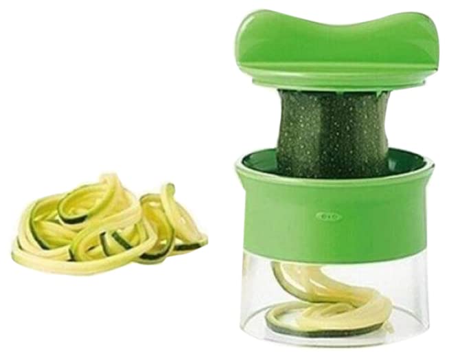HHS Vegetable Fruit Spiral, Peeler and Grater Slicer, Vegetables, Kitchen Utensils, Spiral Shape for Healthy Dishes and Creative, Professional Kitchen Tool, Green