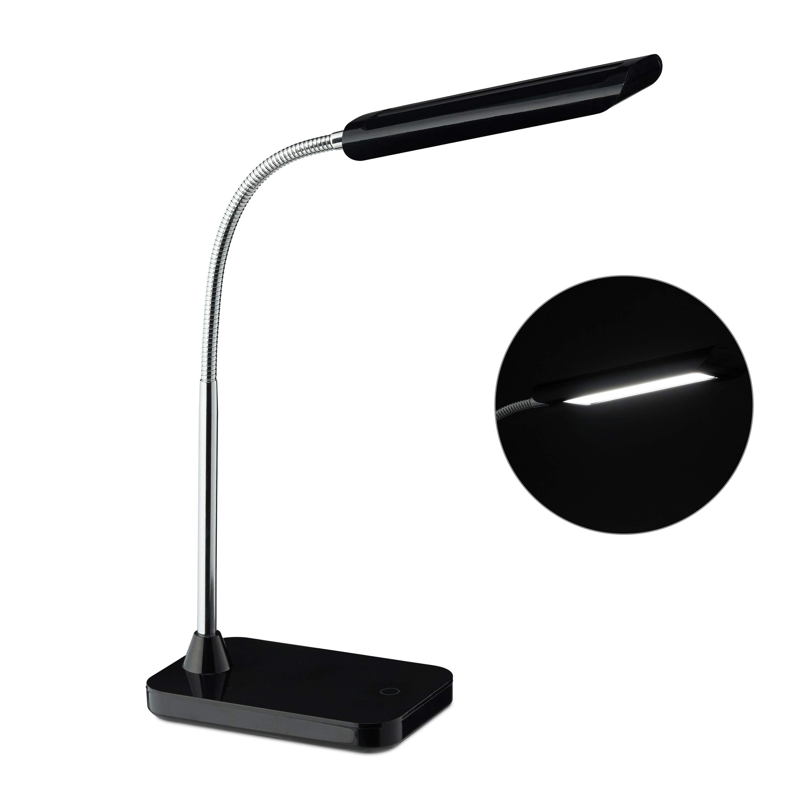 Relaxdays Schreibtischlampe LED, dimmbar, 3 Helligkeitsstufen, Touch, Büro Tischlampe HxBxT: 32 x 10 x 31 cm, schwarz