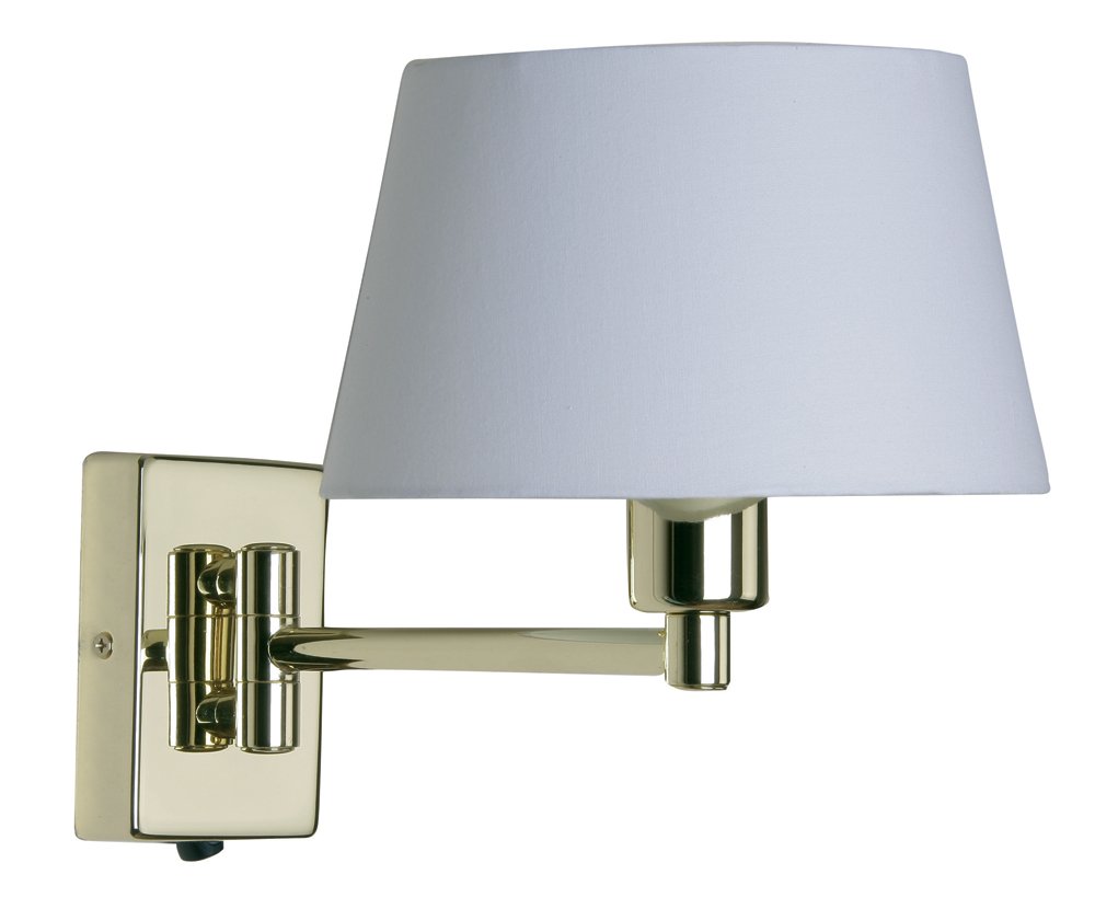 Armada Single Swing Arm Wall Light Polished Brass Finish ( Lampshade Extra )