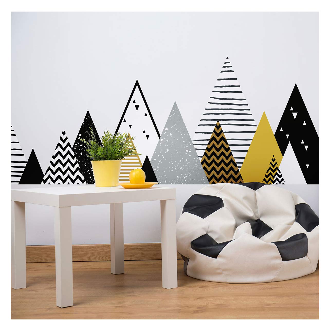 Ambiance Stickers Scandinavian Chapka Mountains Wall Decals, DIY Home Decor, Peel and Stick Removable Stickers, Waterproof and Self Adhesive Wall Art - H45 x L180 CM