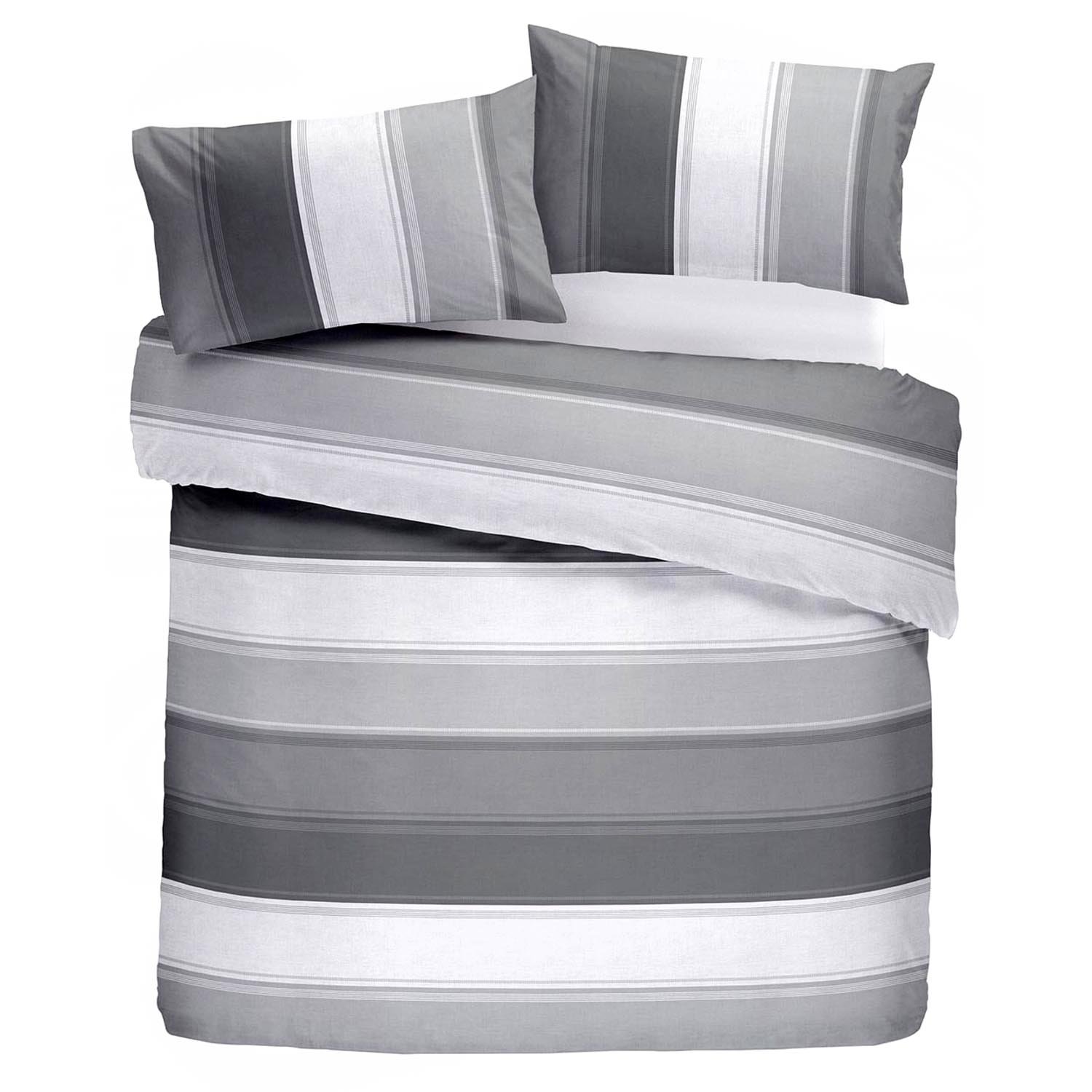 Fusion Duvet Cover and Two Pillow Cases, 52% Polyester / 48% Cotton, Grey, King