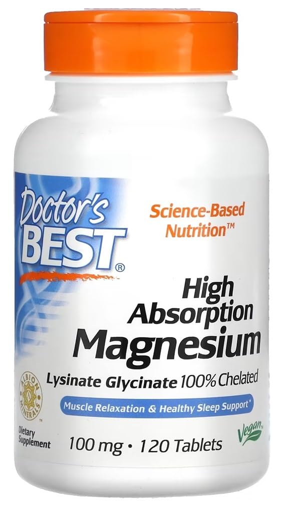 Doctor's Best - Hochabsorbierendes Magnesium | 100mg für optimale Unterstützung der Muskelfunktion und Energieproduktion - 120 Tabletten