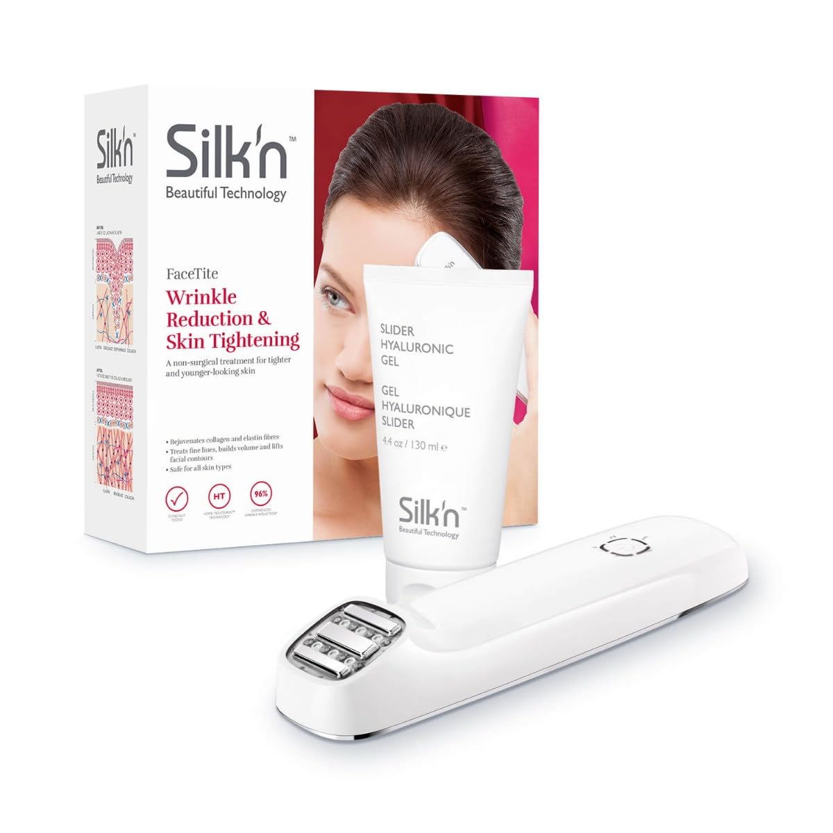 Silk'n FaceTite I Anti-ageing device with serum I Wrinkle reduction and skin smoothing I Homecare device I White