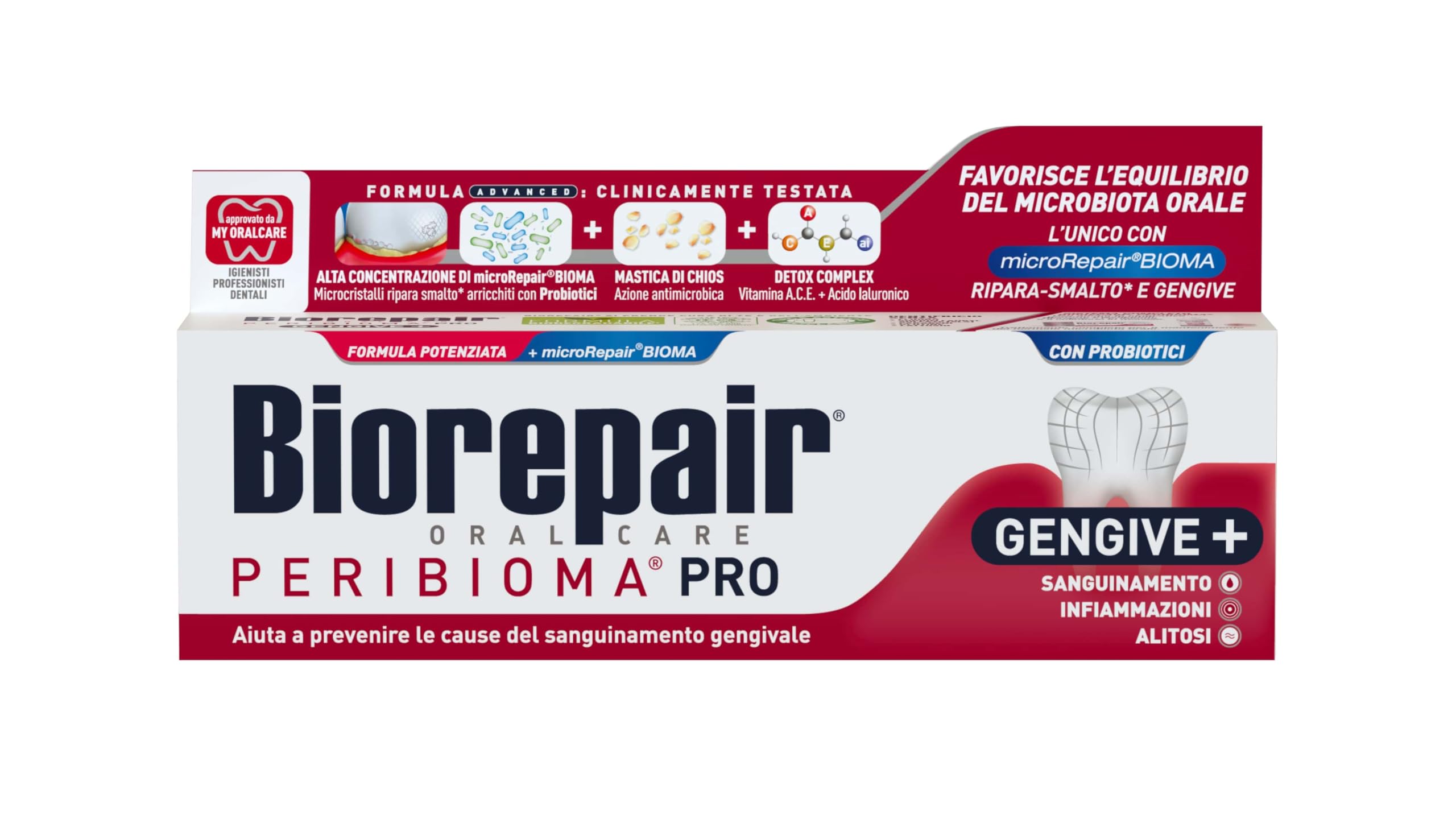 Biorepair, Peribiom Pro Gingive+ Toothpaste for Normal Oral Microbiota Prevents Bleeding Gums and Protects Against Gum Plaque, 75 ml