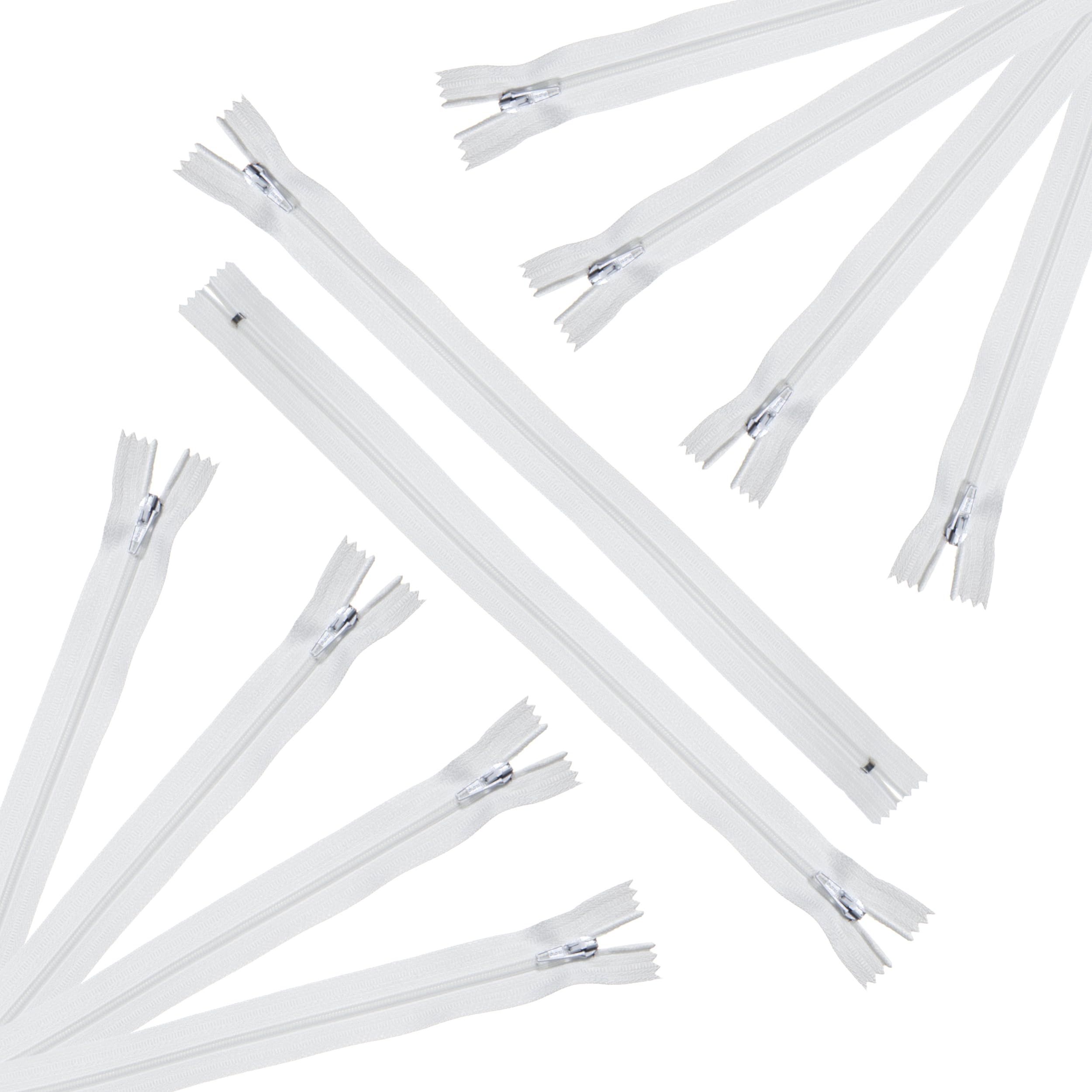 Trimz 15cm (~6inch) White one Way end Stop Zip with 4mm Teeth x 10Pces, Polyester, 15 cm