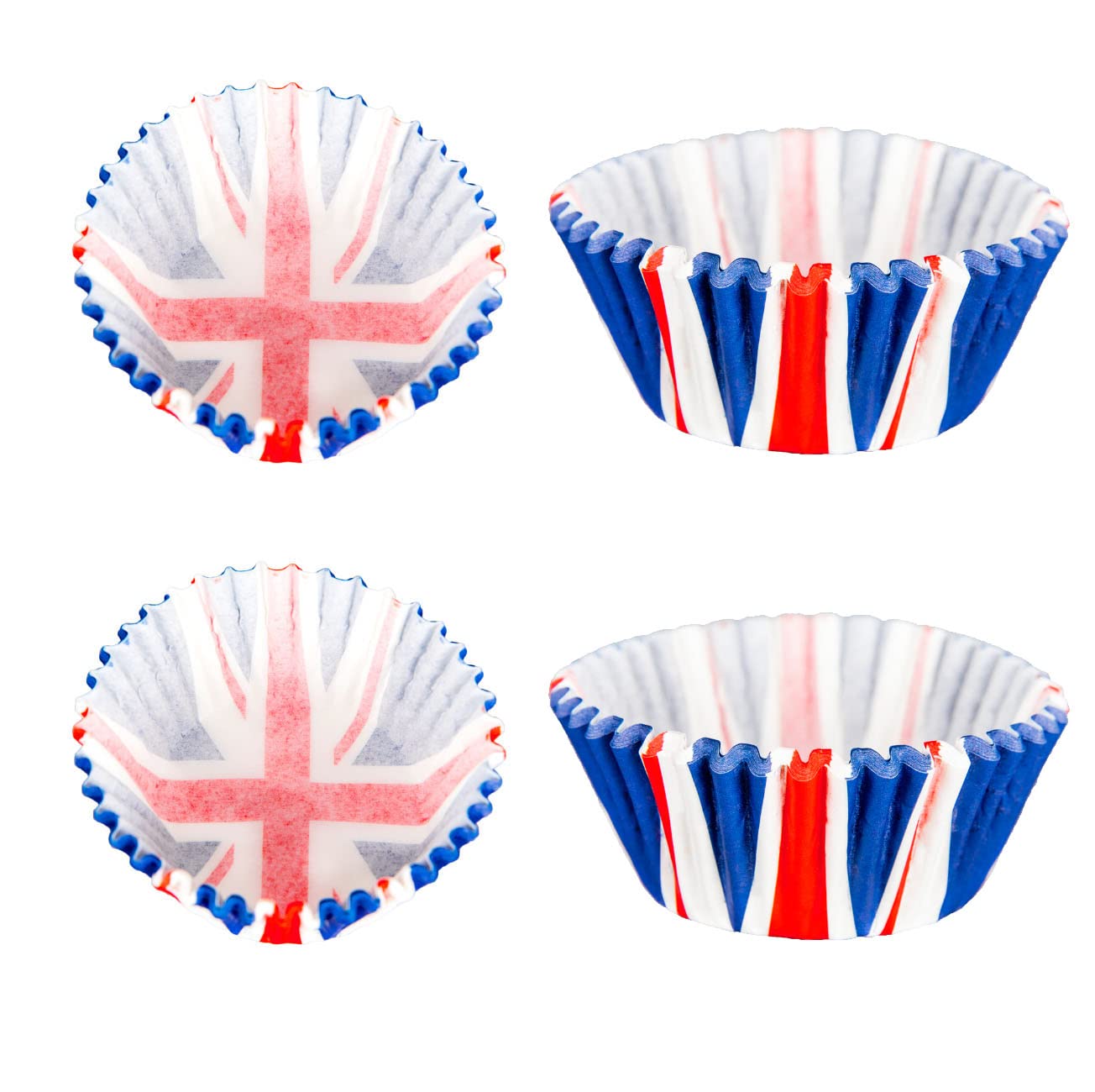 SHATCHI 50pcs Union Jack Paper Cupcake Cases Baking Cups Muffin Cake Great Britain King Charles III Coronation Table Food Decorations, Red, White, Blue, SHATCHI