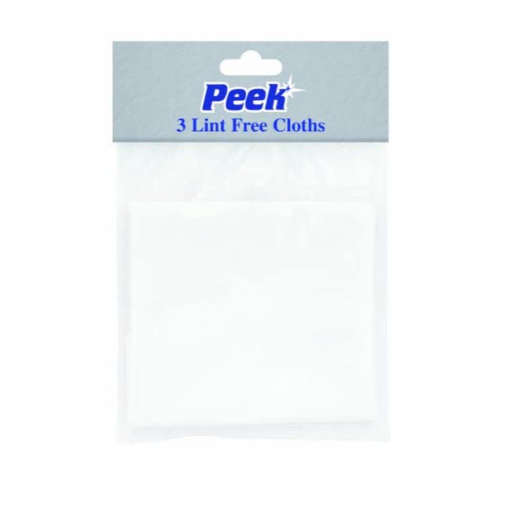 Peek PK3900 Lint Free Cloths (3), White, 300mmx300mm,Durable, Reusable, Scratch-Free Microfiber for Streak-Free Cleaning – Optimal for Glass, Mirrors, Electronics, and Polished Surfaces