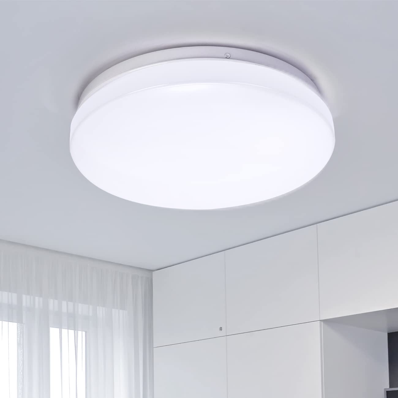 24W 2000lm Bathroom Light, Flush Ceiling Light with Daylight White 4500K, Indoor Ceiling Lights for Living Room, Kitchen, Bulkhead, Bedroom, Office and More